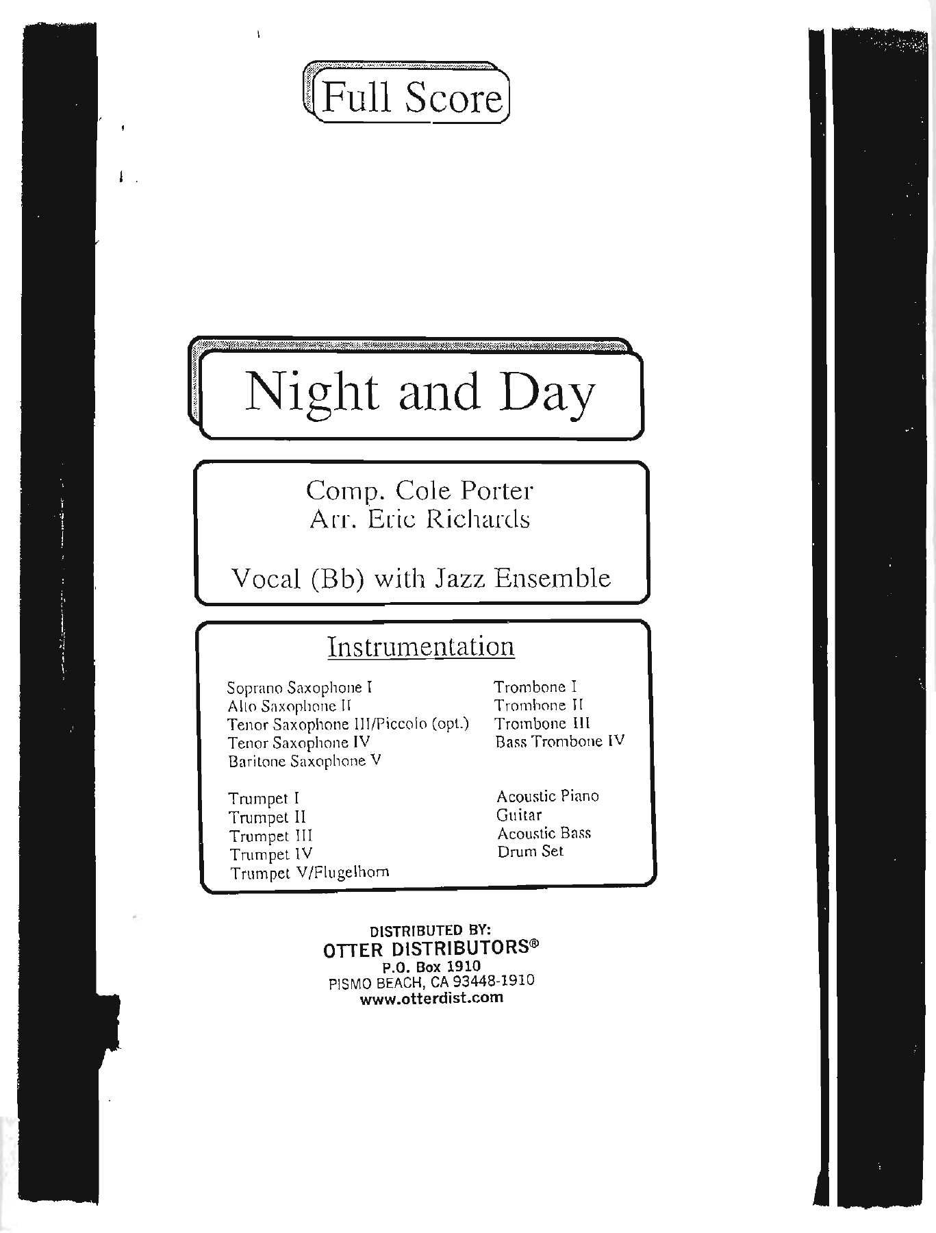 Night And Day — Big Band sheet music arranged by E.Richards | Jazz Standard