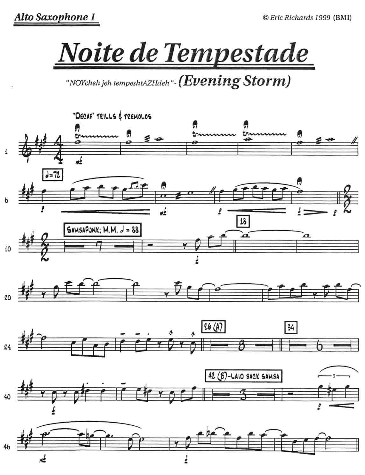 Noite De Tempestade — sheet music cover (first page)