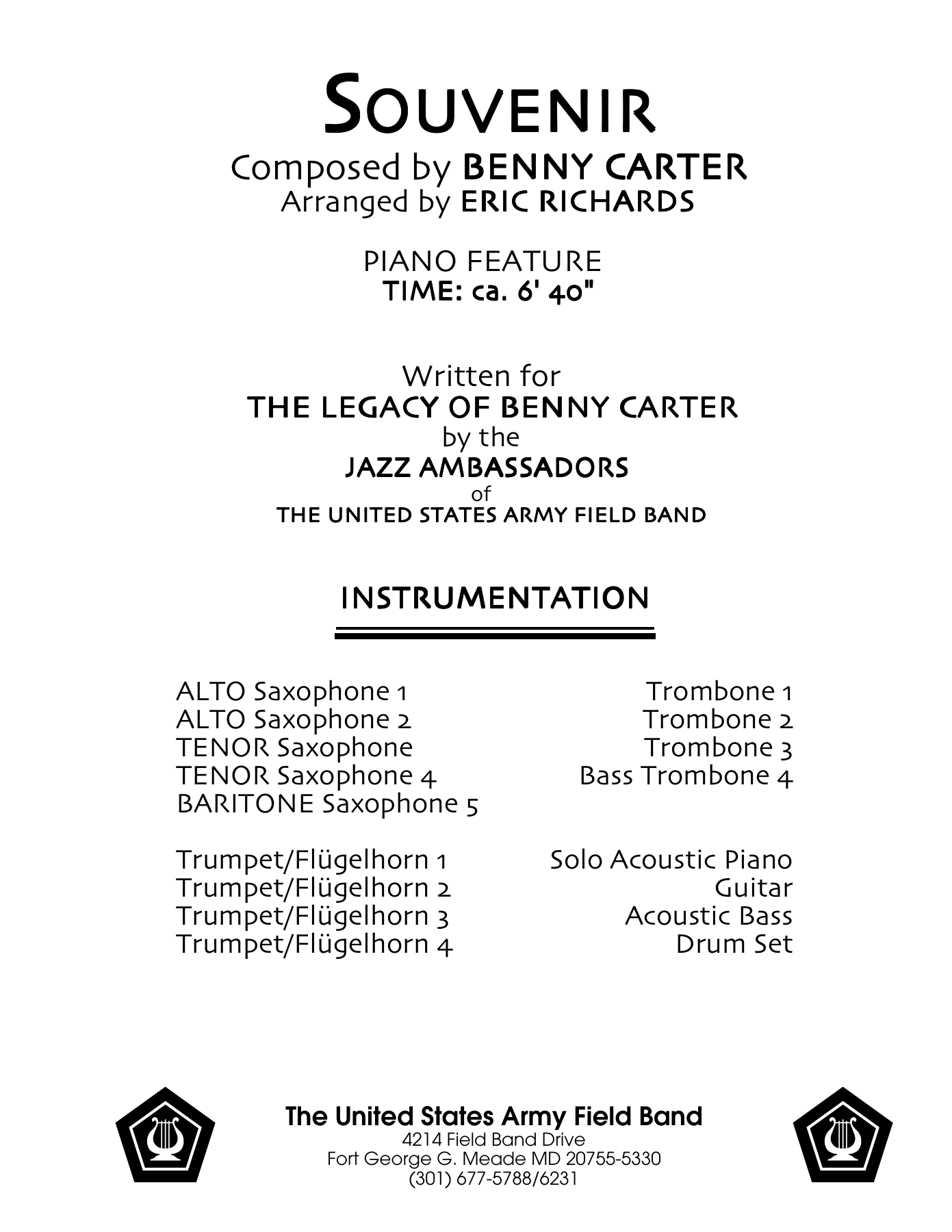 Souvenir (E.Richards) B.Carter — sheet music cover (first page)