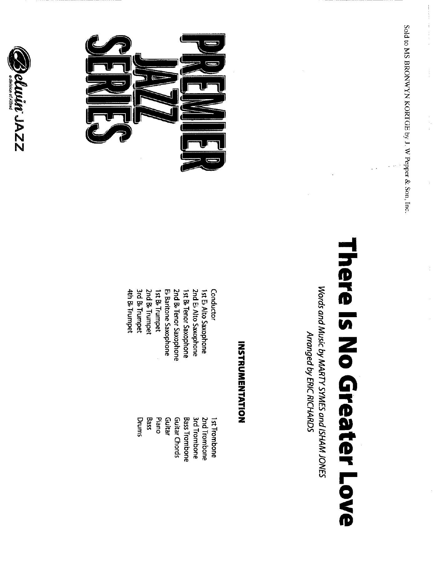There is No Greater Love — Big Band sheet music arranged by E.Richards | Jazz Standard