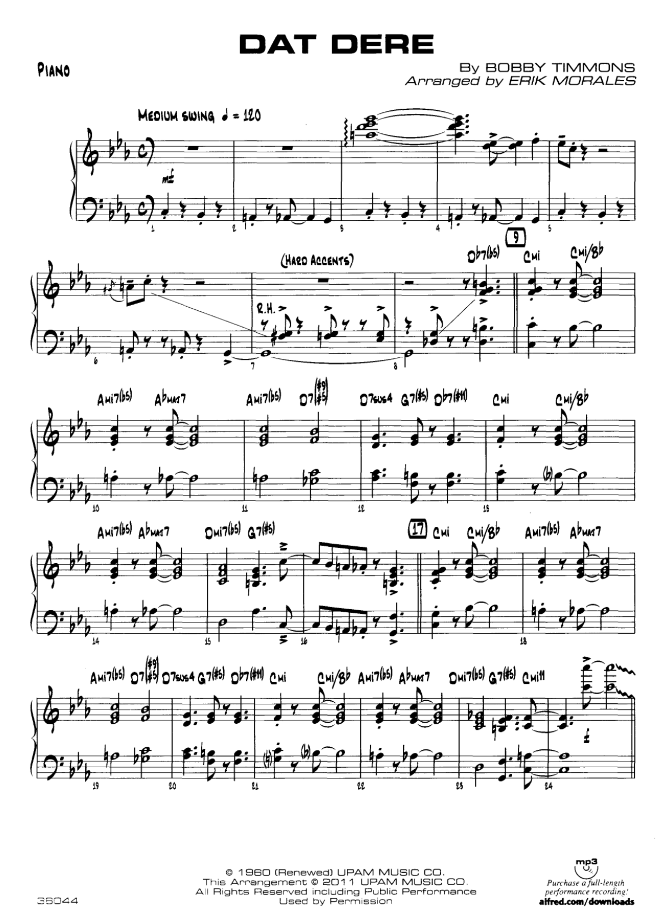 Dat Dere — sheet music preview
