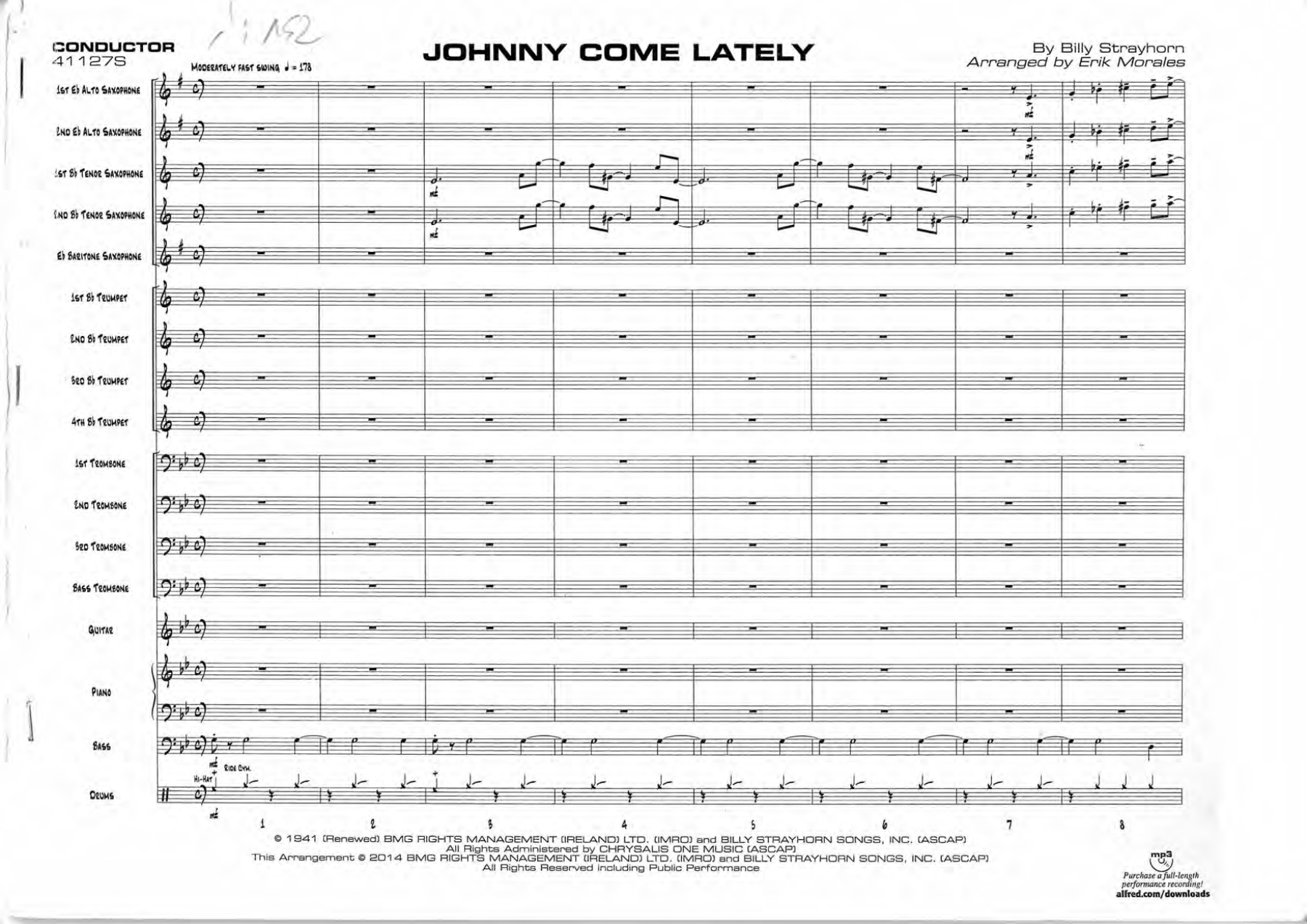 Johnny Come Lately — sheet music cover (first page)
