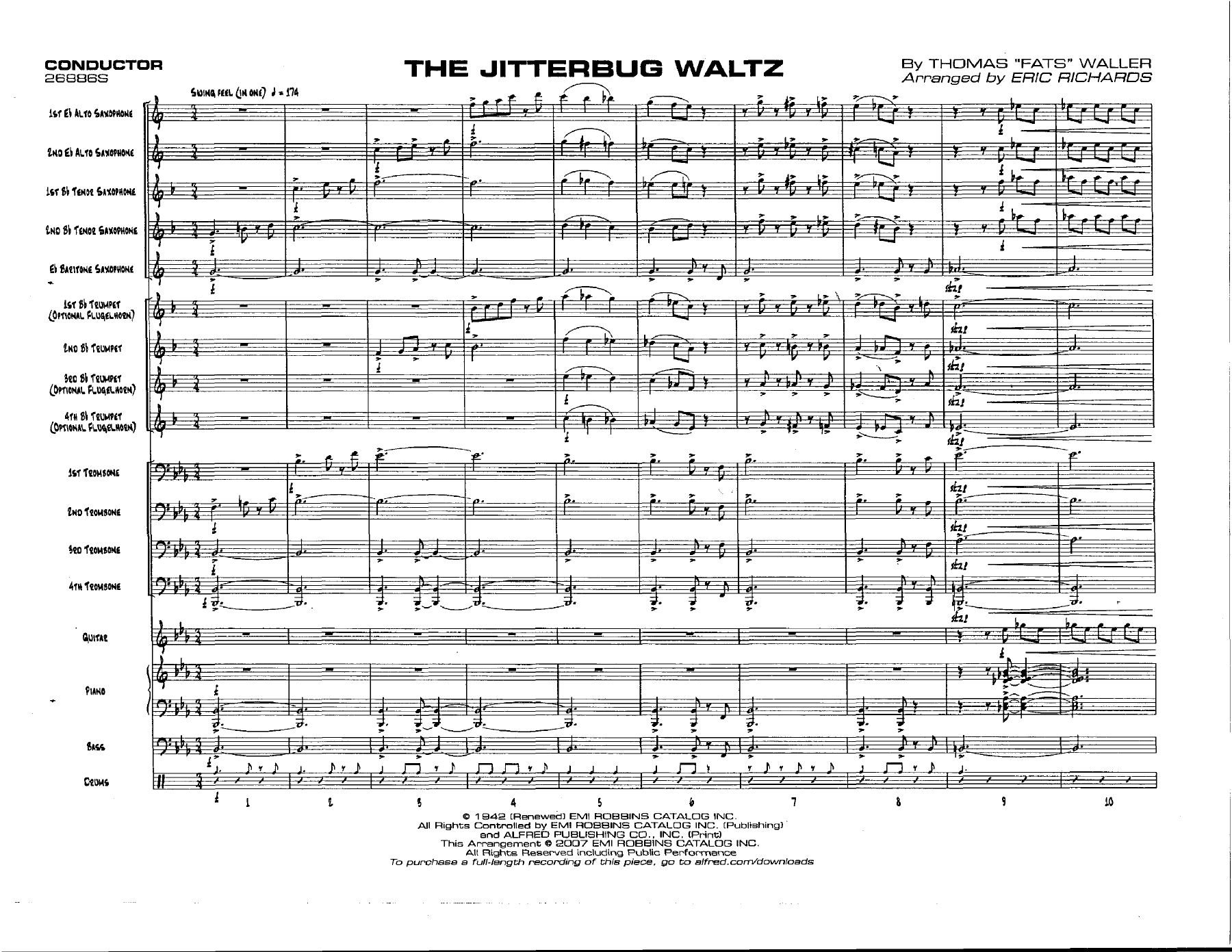 The Jitterbug Waltz — Big Band sheet music arranged by E.Richards | Jazz Standard