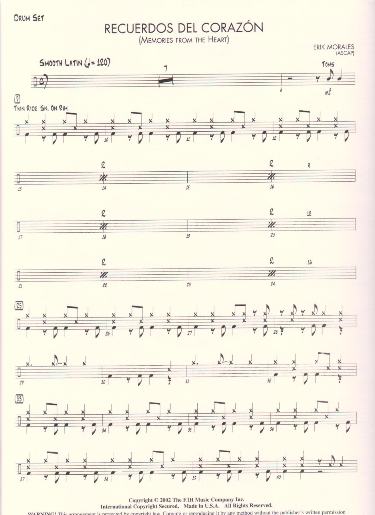 Recuerdos Del Corazon — Big Band sheet music arranged by E.Morales | Jazz Standard