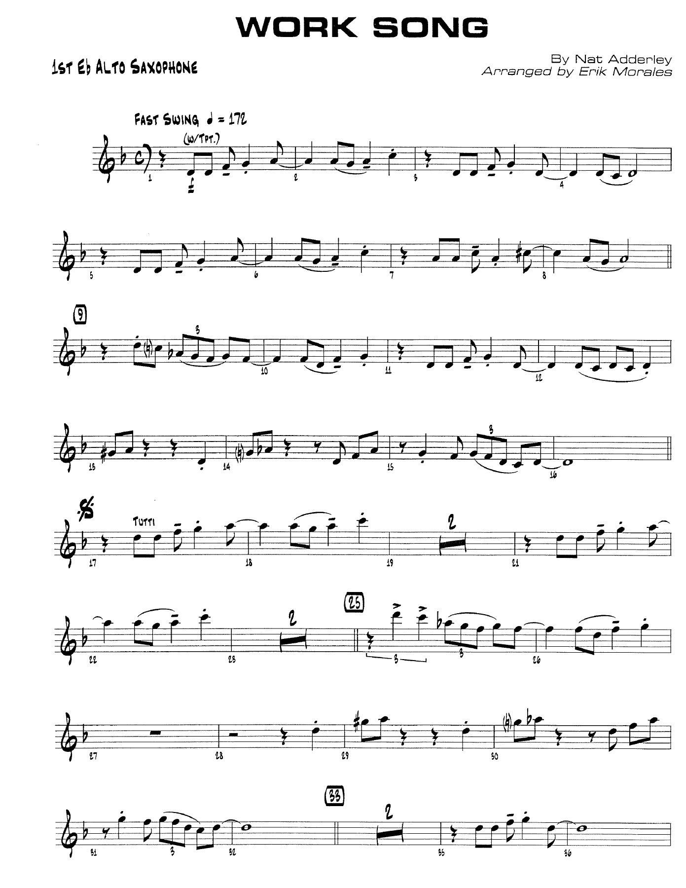 Work Song — sheet music cover (first page)