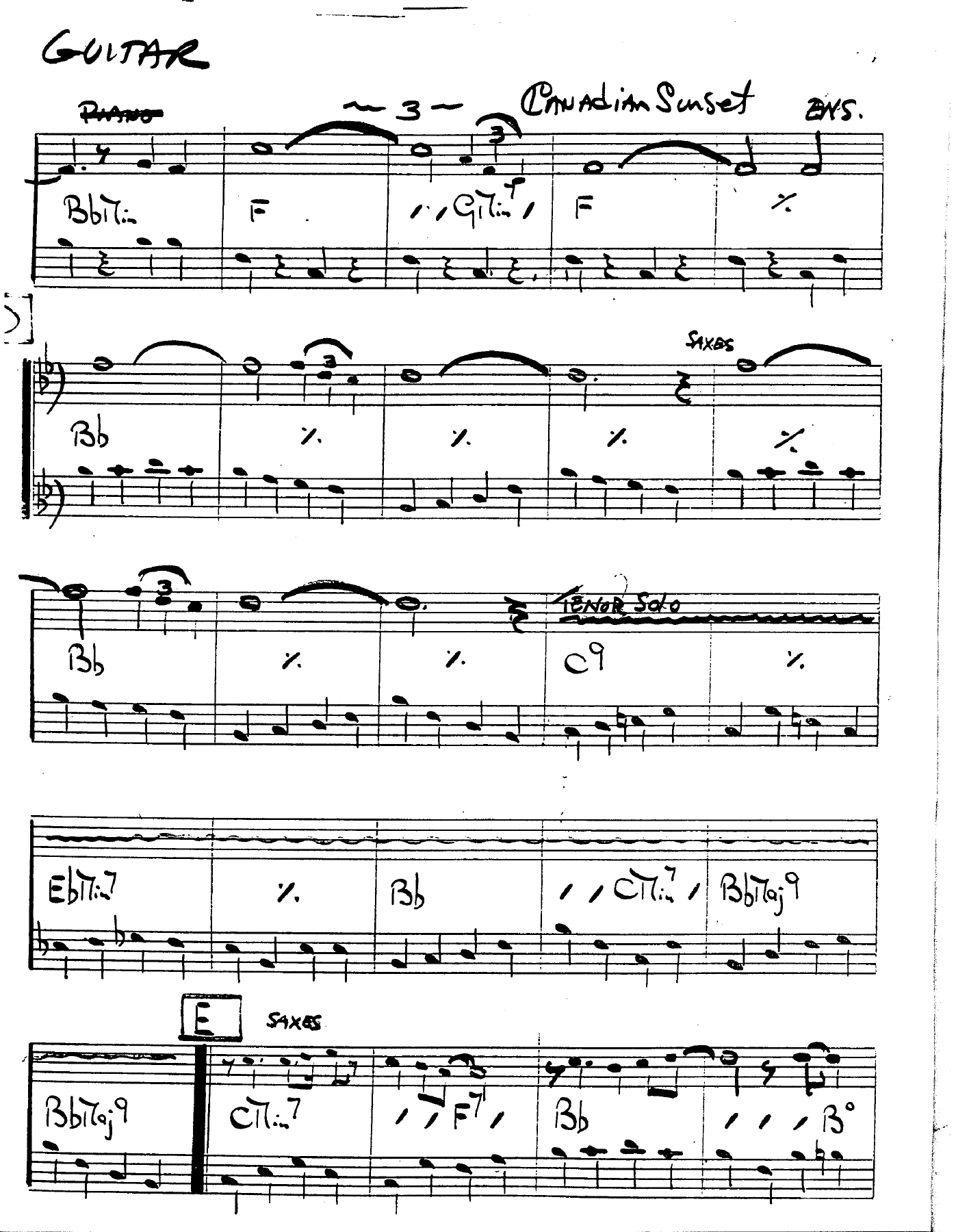 Canadian Sunset — Big Band sheet music arranged by E.Houghton | Jazz Standard