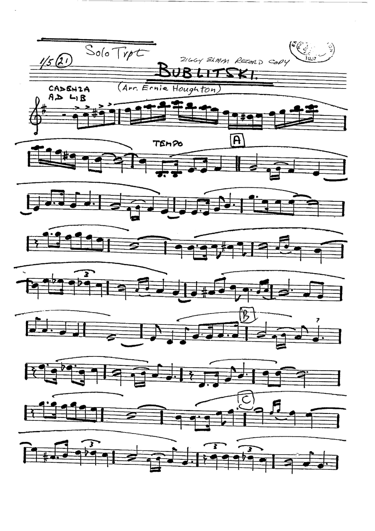 Bublitski — sheet music cover (first page)