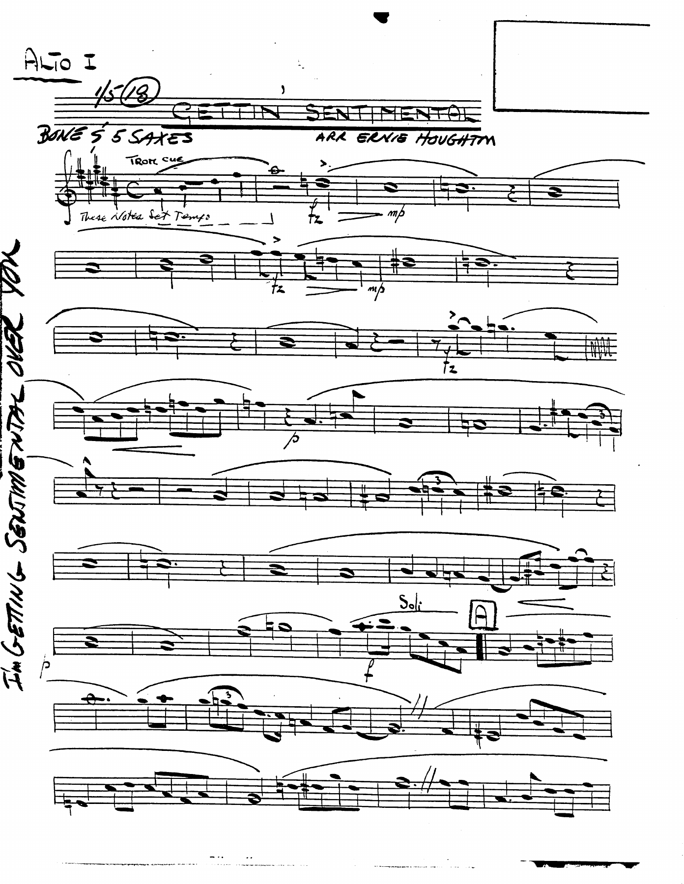 I'M Getting Sentimental Over You — sheet music cover (first page)