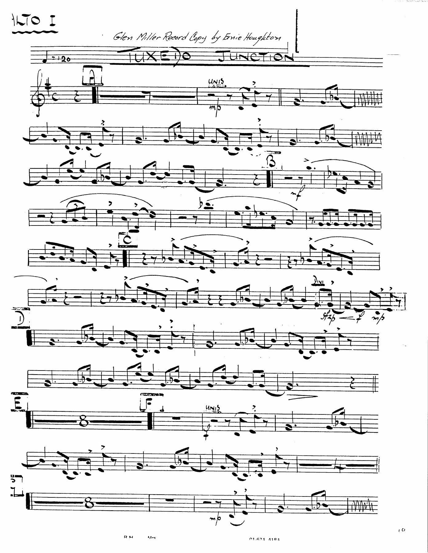 Tuxedo Junction — sheet music cover (first page)