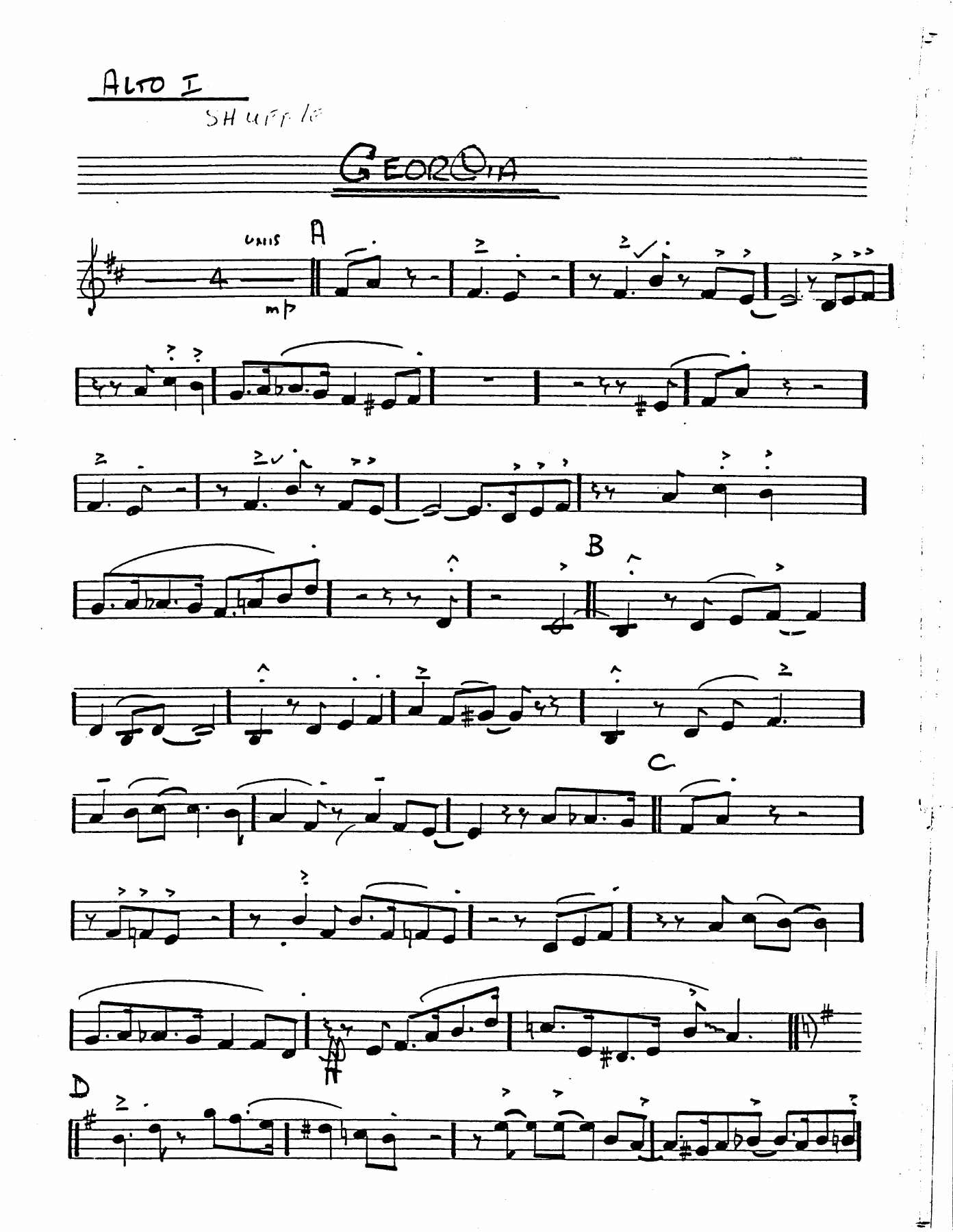 Georgia — Big Band sheet music arranged by E.Houghton | Jazz Standard