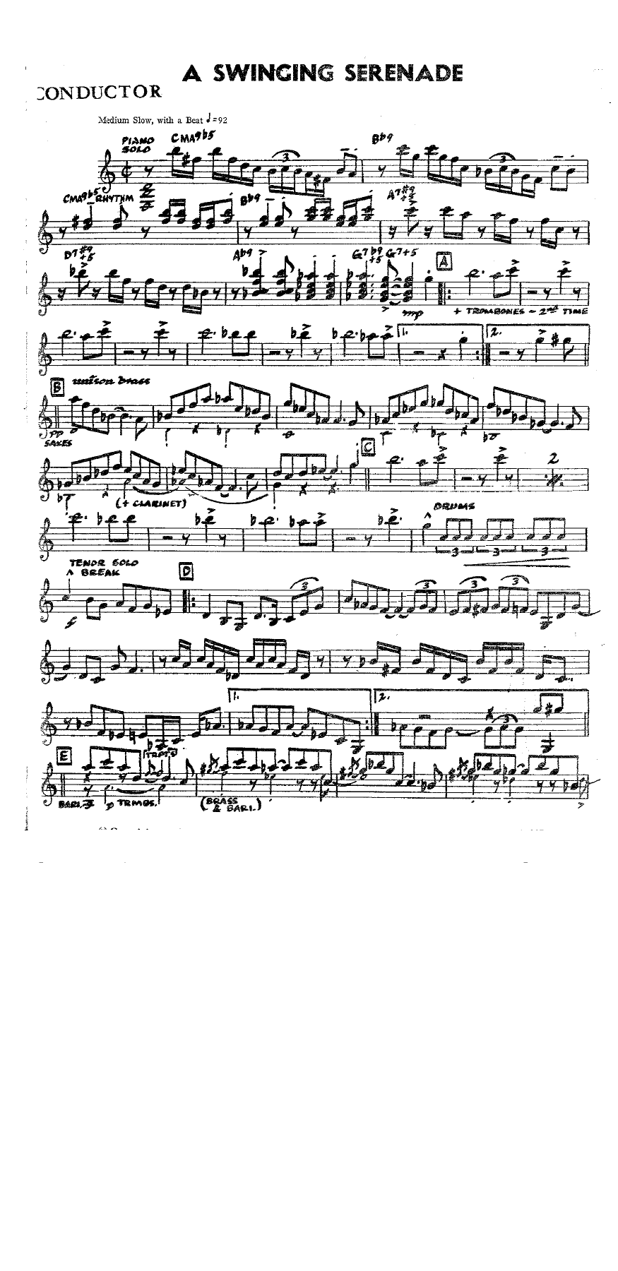 A Swinging Serenade — sheet music cover (first page)