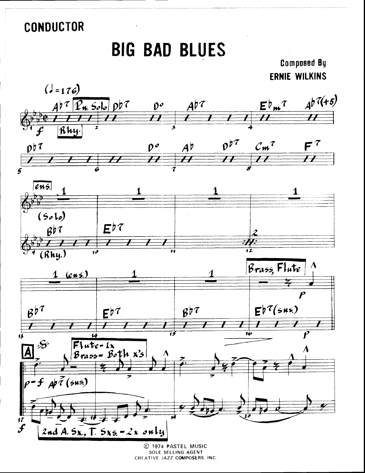 Big Bad Blues — Big Band sheet music arranged by E.Wilkins | Jazz Standard