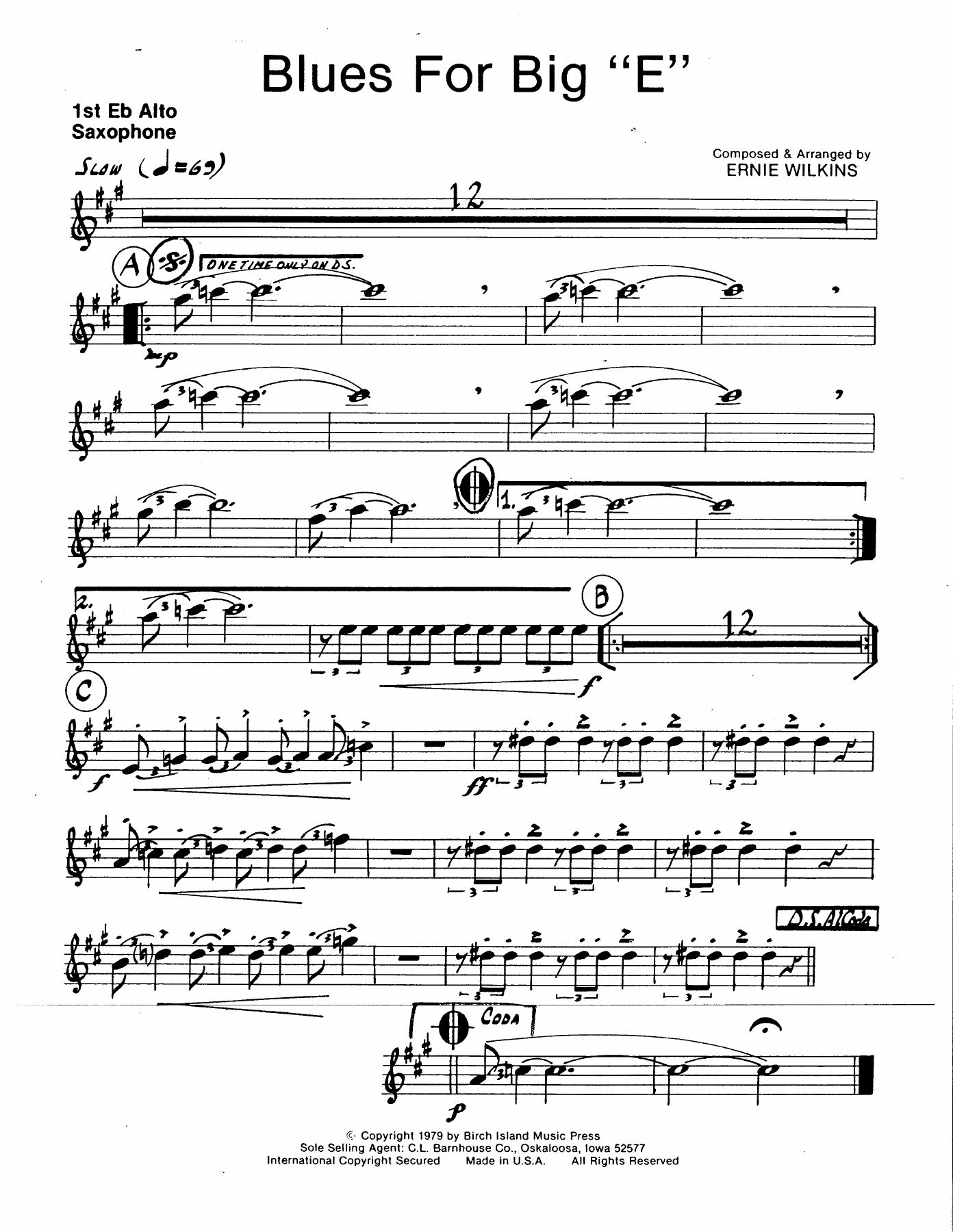 Blues For Big E — sheet music cover (first page)