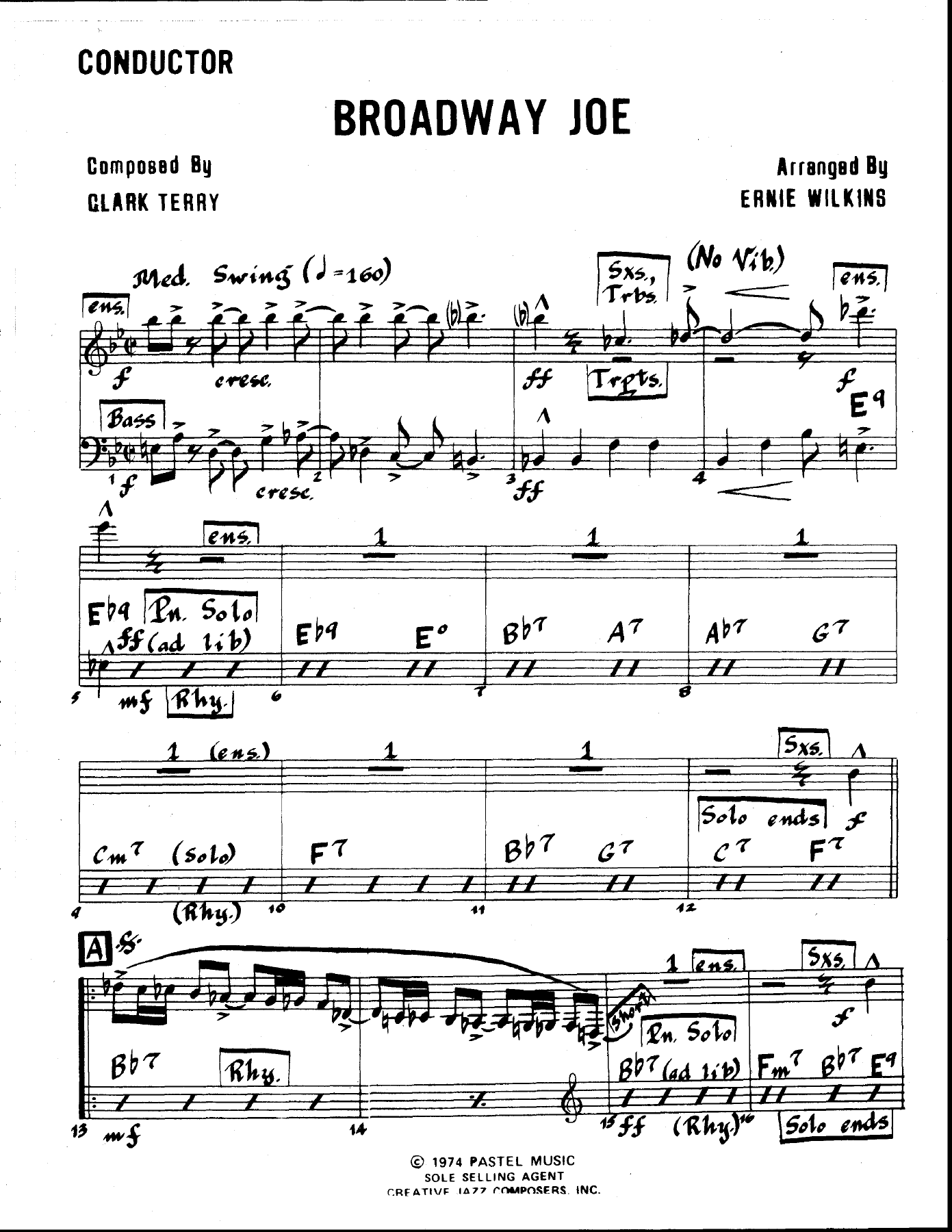 Broadway Joe — sheet music cover (first page)