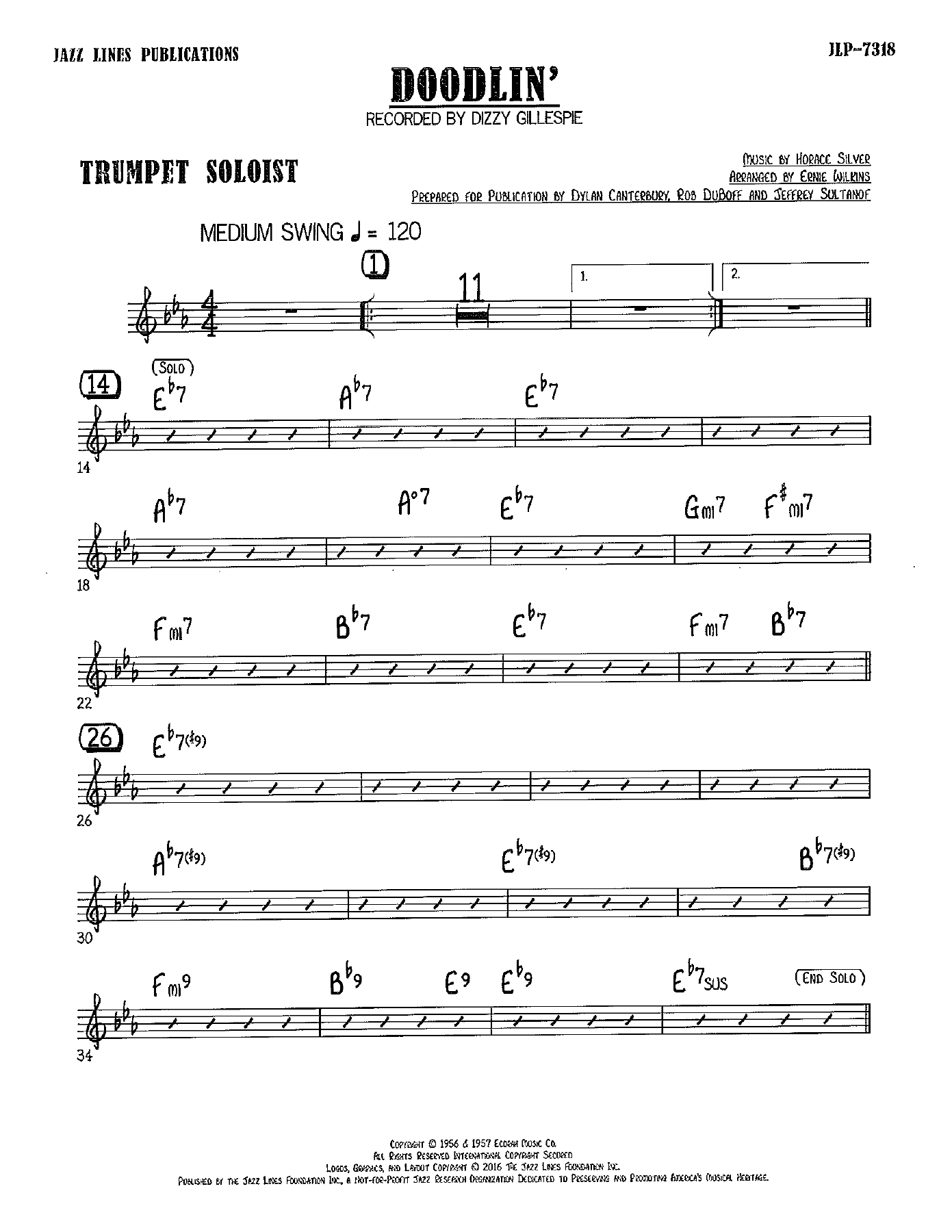 Doodlin' (E.Wilkins) D.Gillespie MP3 — Big Band sheet music arranged by Ernie Wilkins | Jazz Standard