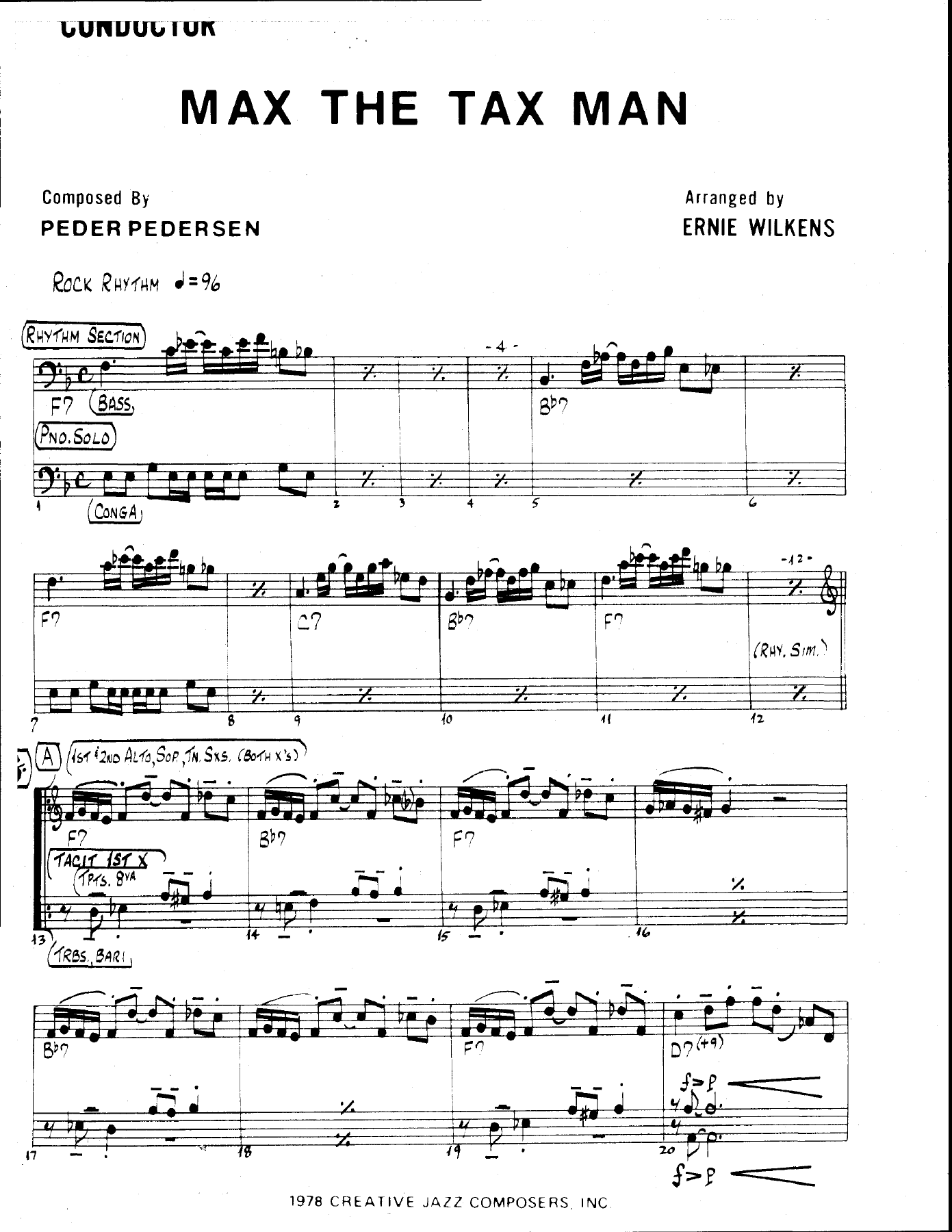 Max The Tax Man — Big Band sheet music arranged by E.Wilkins | Jazz Standard