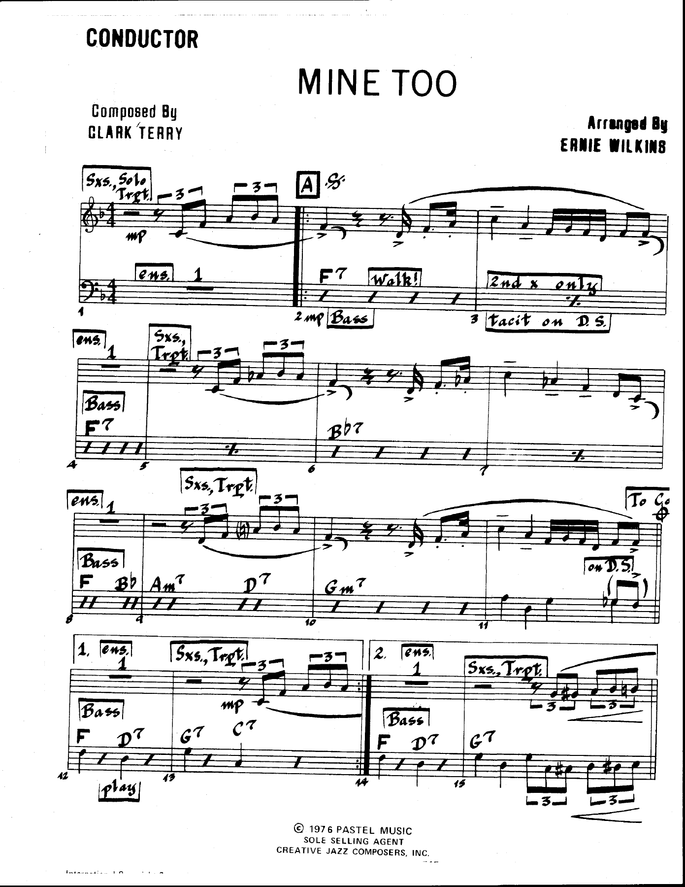 Mine Too — sheet music cover (first page)