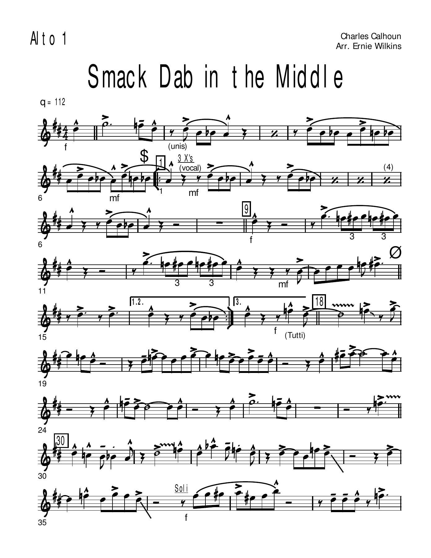 Smack Dab In The Middle — sheet music cover (first page)