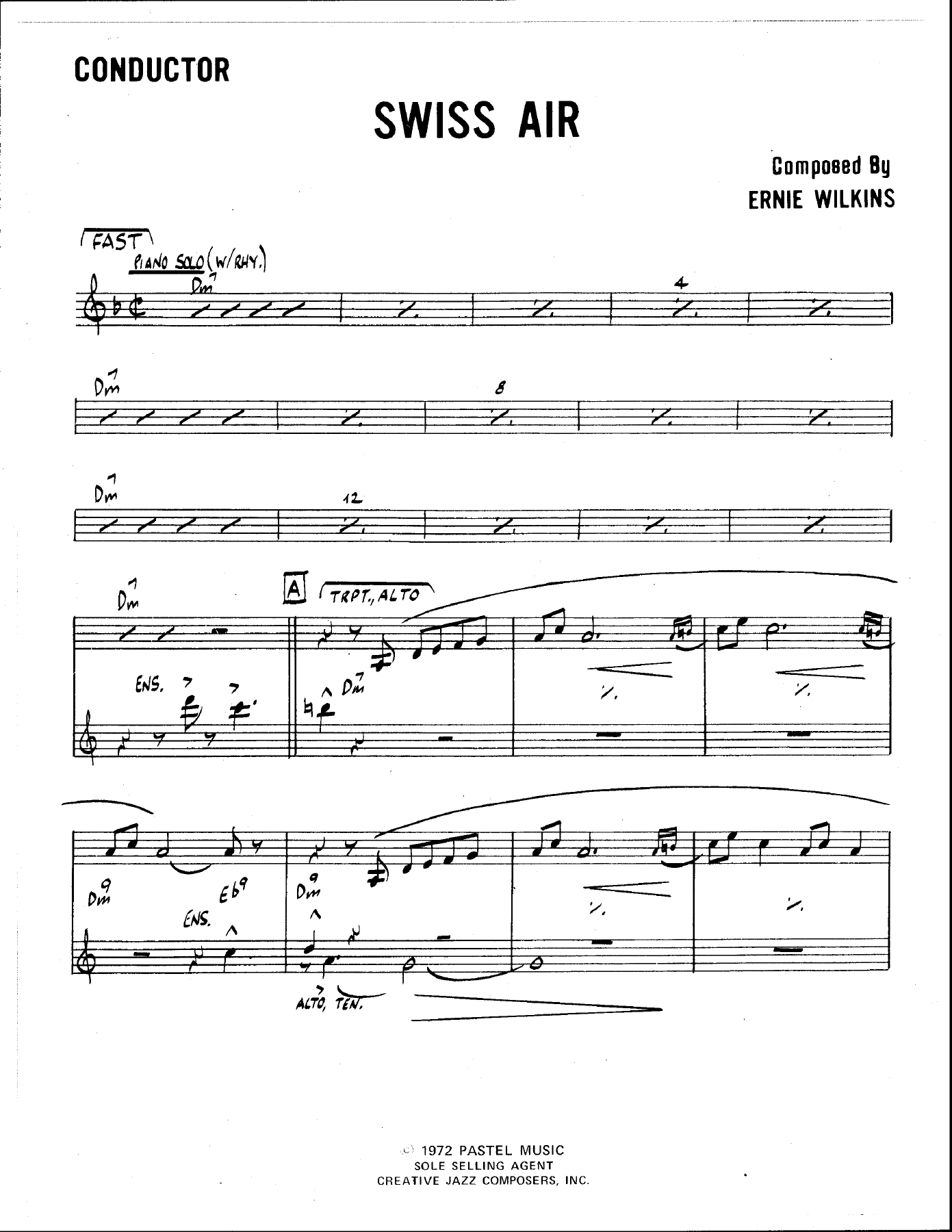 Swiss Air — sheet music cover (first page)