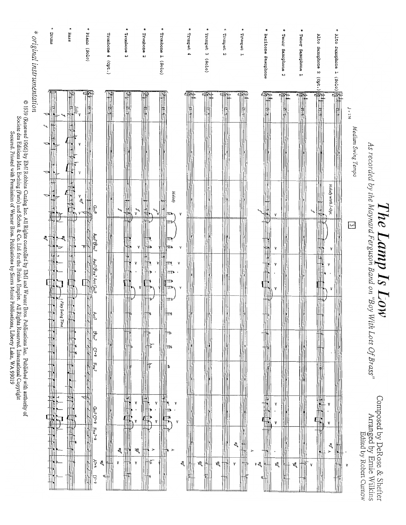 The Lamp Is Low — Big Band sheet music arranged by E.Wilkins | Jazz Standard