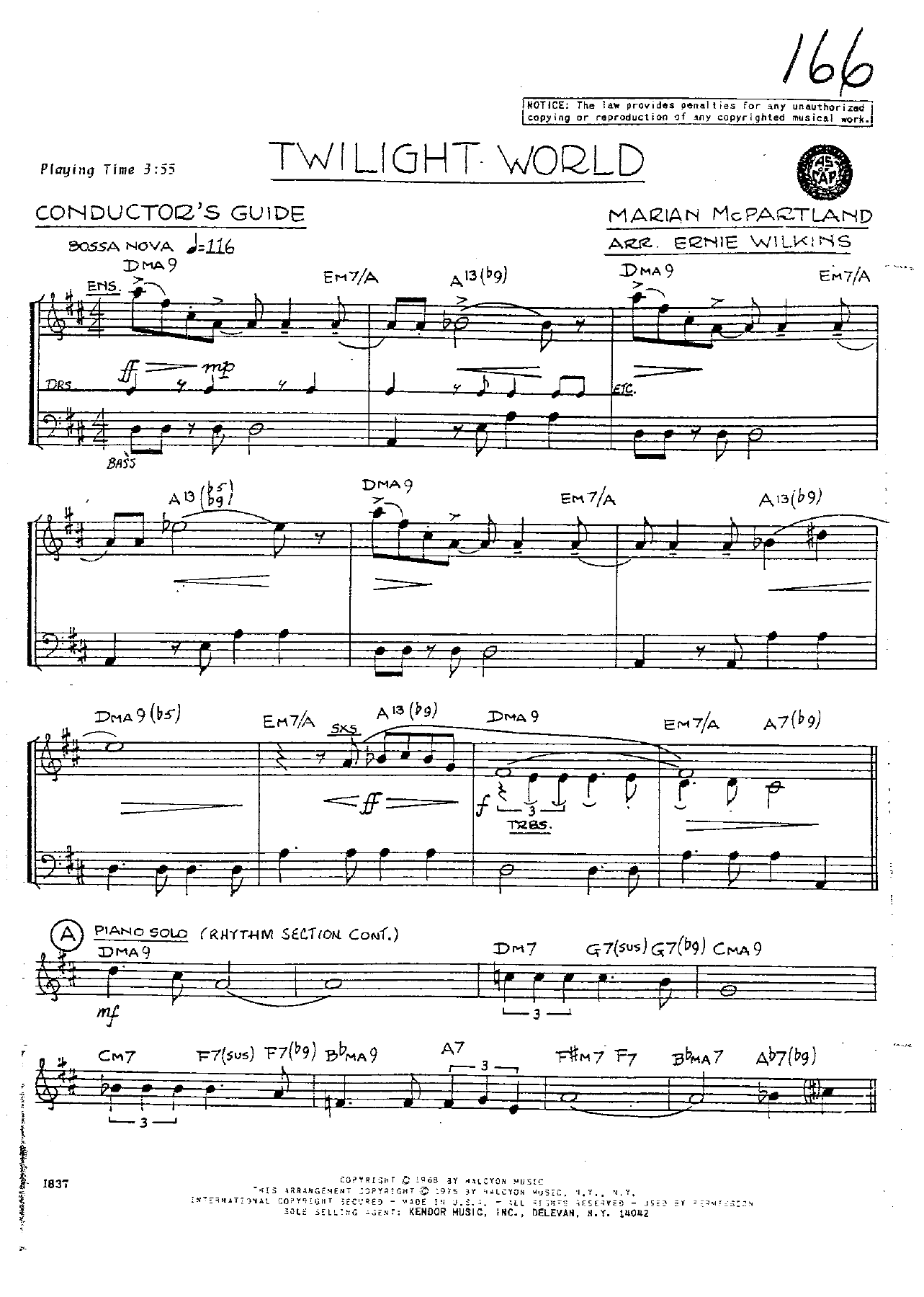 Twilight World — sheet music cover (first page)