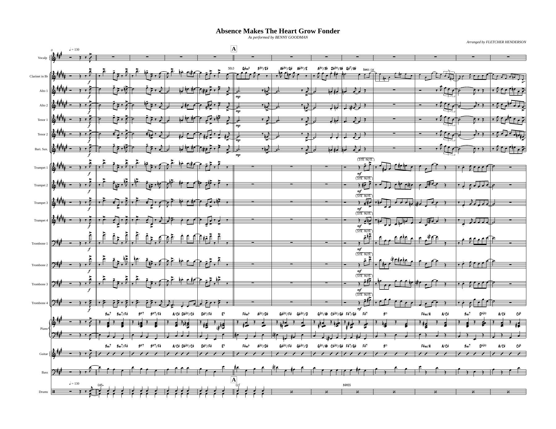 Absence Makes The Heart Grow Fonder — sheet music preview