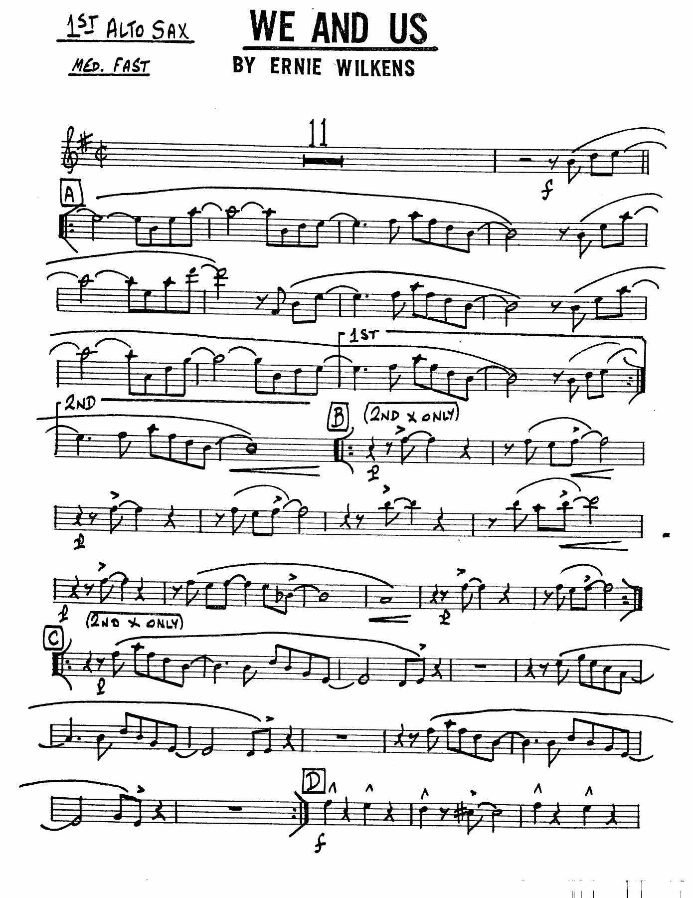We And Us — sheet music cover (first page)