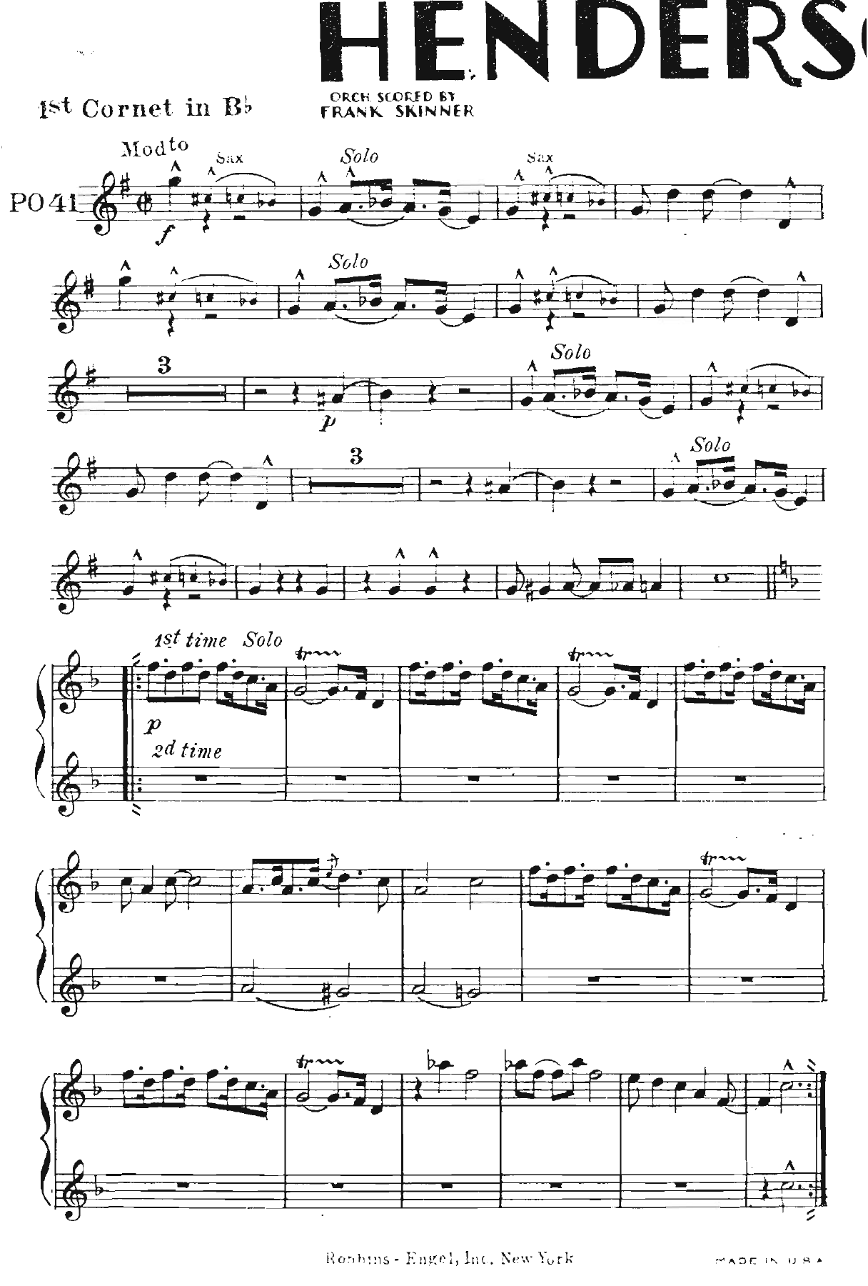 Henderson Stomp — sheet music cover (first page)