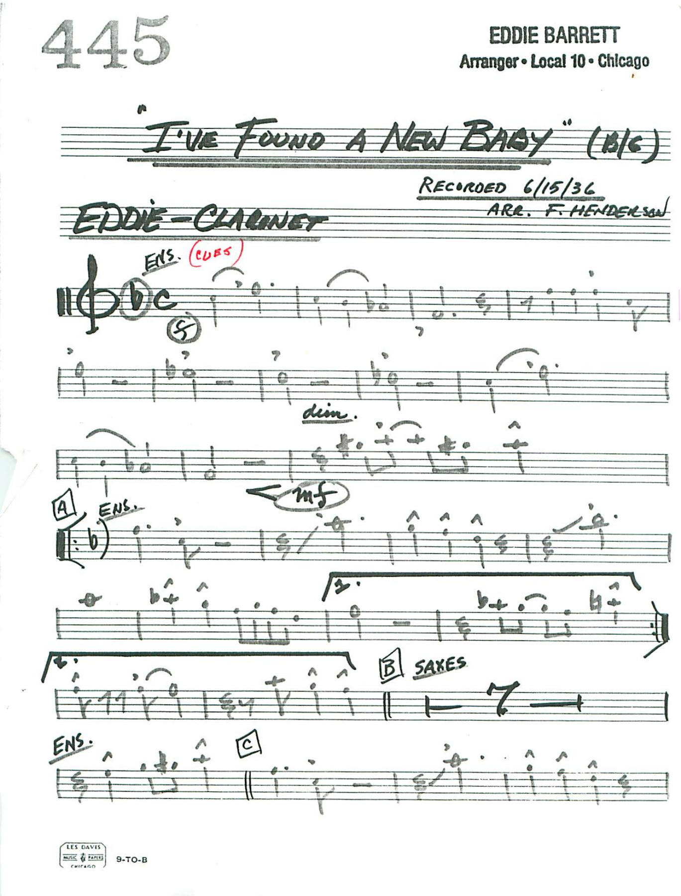 I've Found A New Baby — sheet music cover (first page)