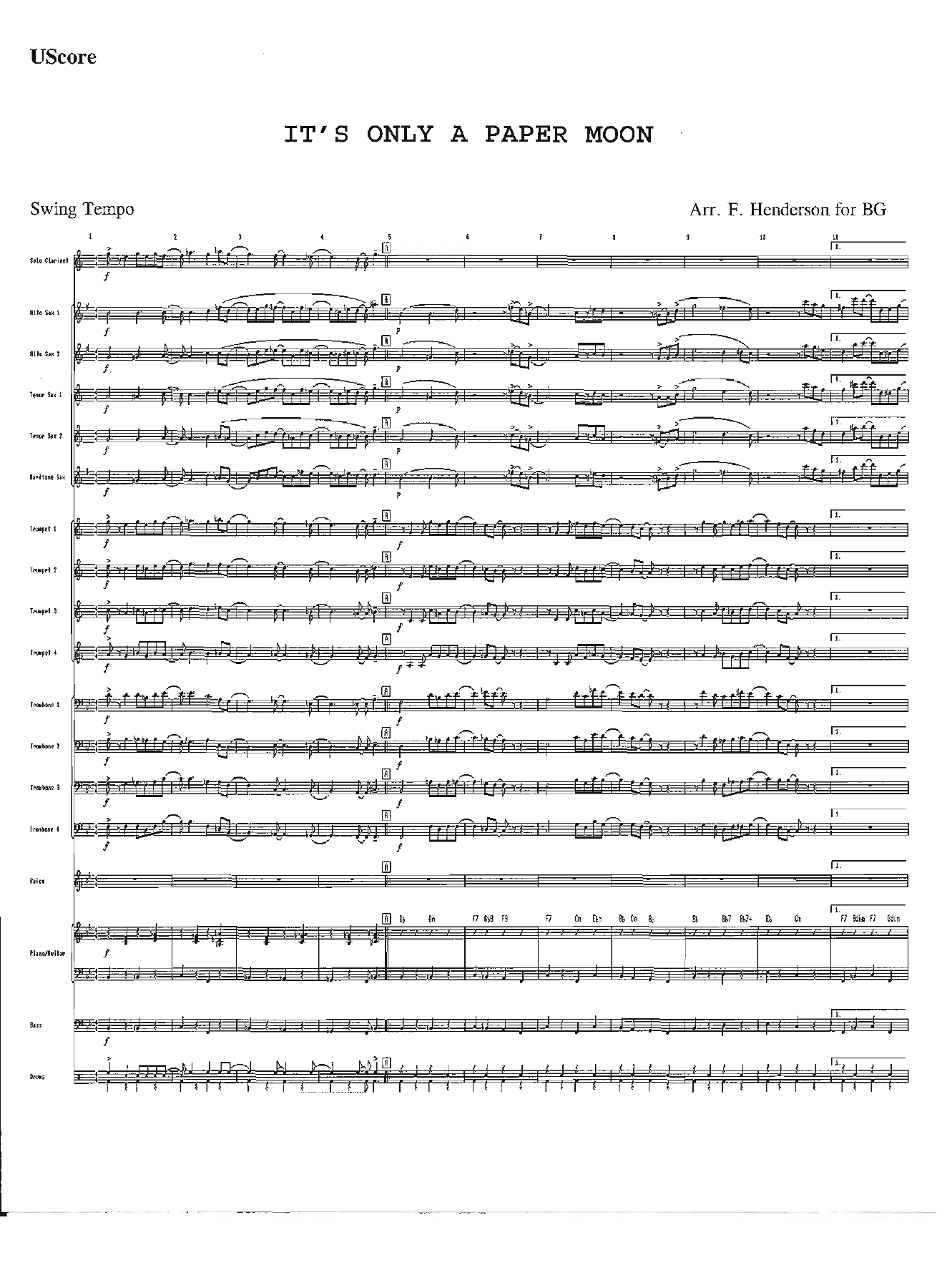 It's Only A Paper Moon — Big Band sheet music arranged by F.Henderson | Jazz Standard
