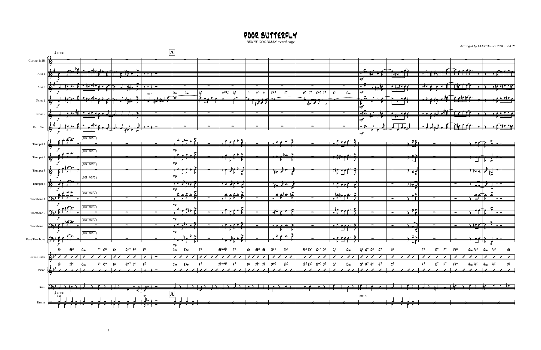 Poor Butterfly — Big Band sheet music arranged by F.Henderson-B.Goodman | Jazz Standard