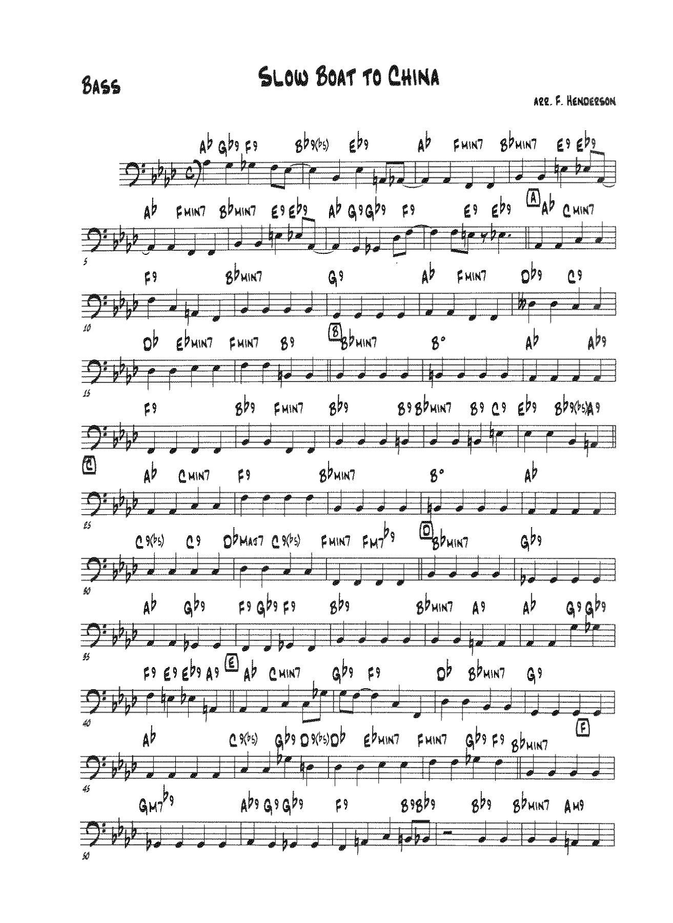 Slow Boat To China — sheet music cover (first page)