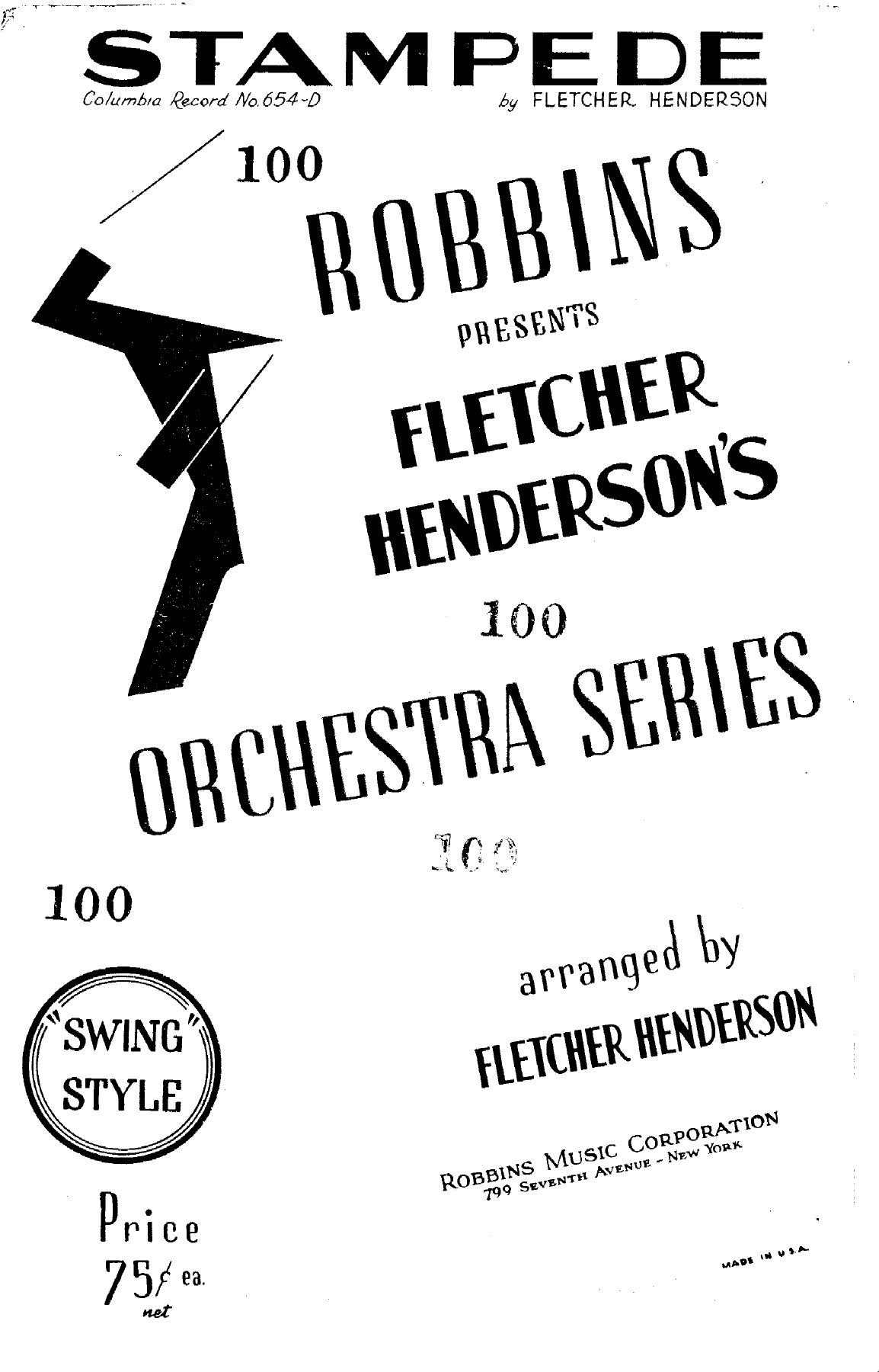 Stampede — sheet music cover (first page)