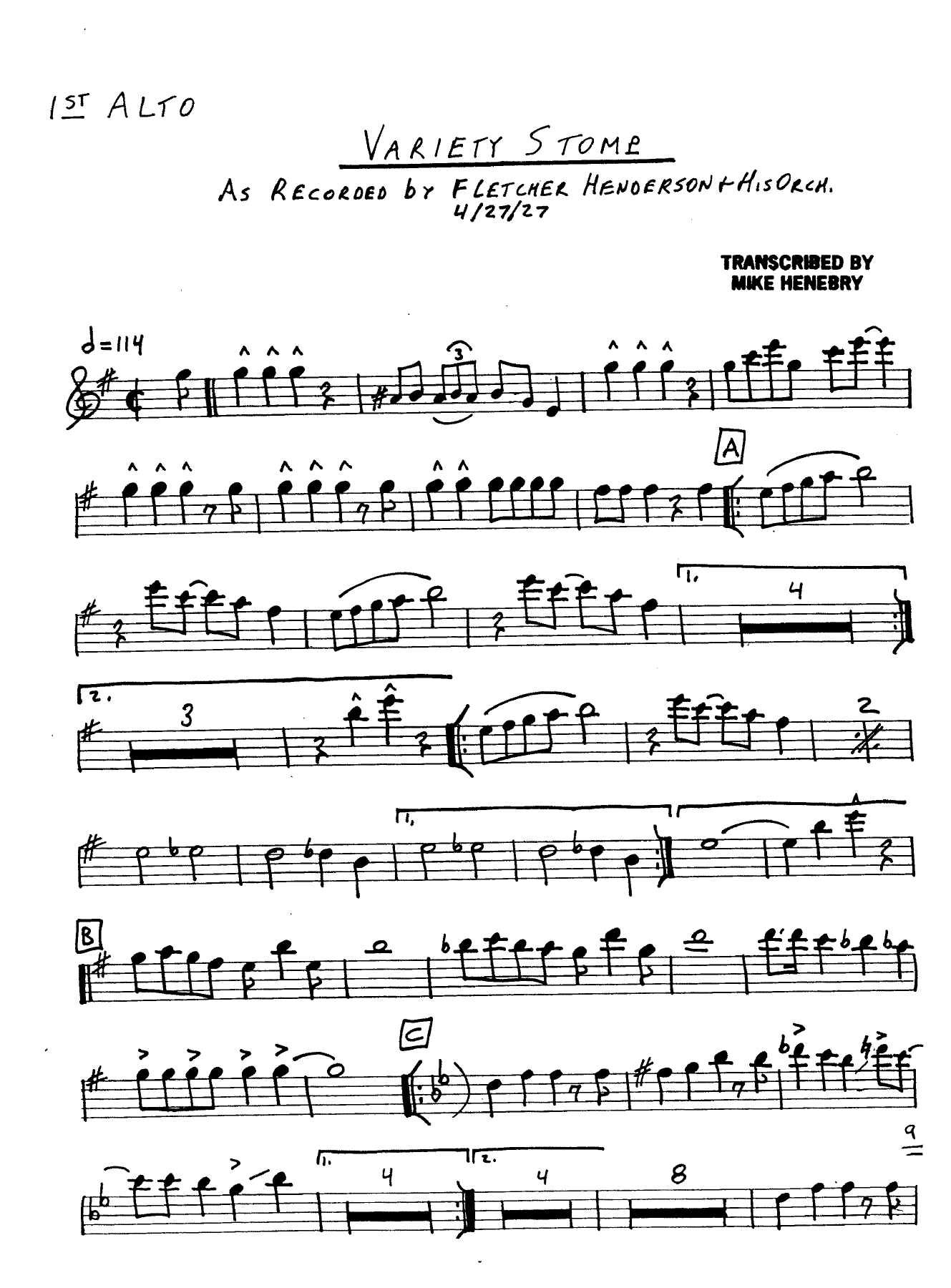 Variety Stomp — sheet music cover (first page)