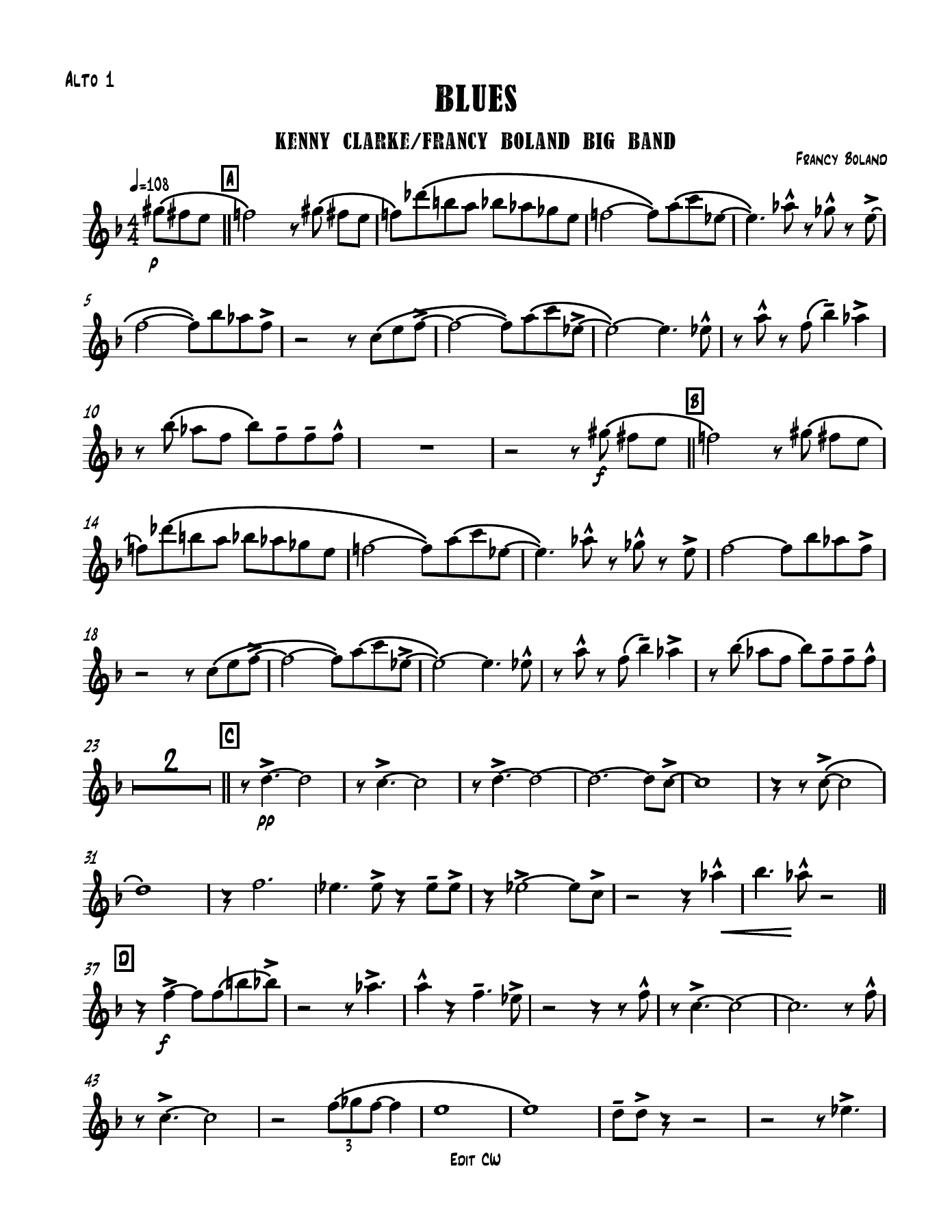 Griff's Blues — sheet music cover (first page)