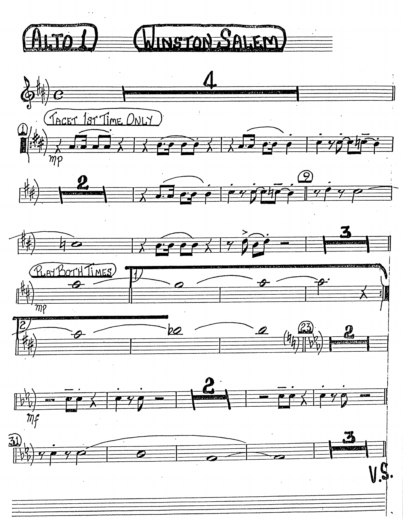 Winston Salem — sheet music cover (first page)