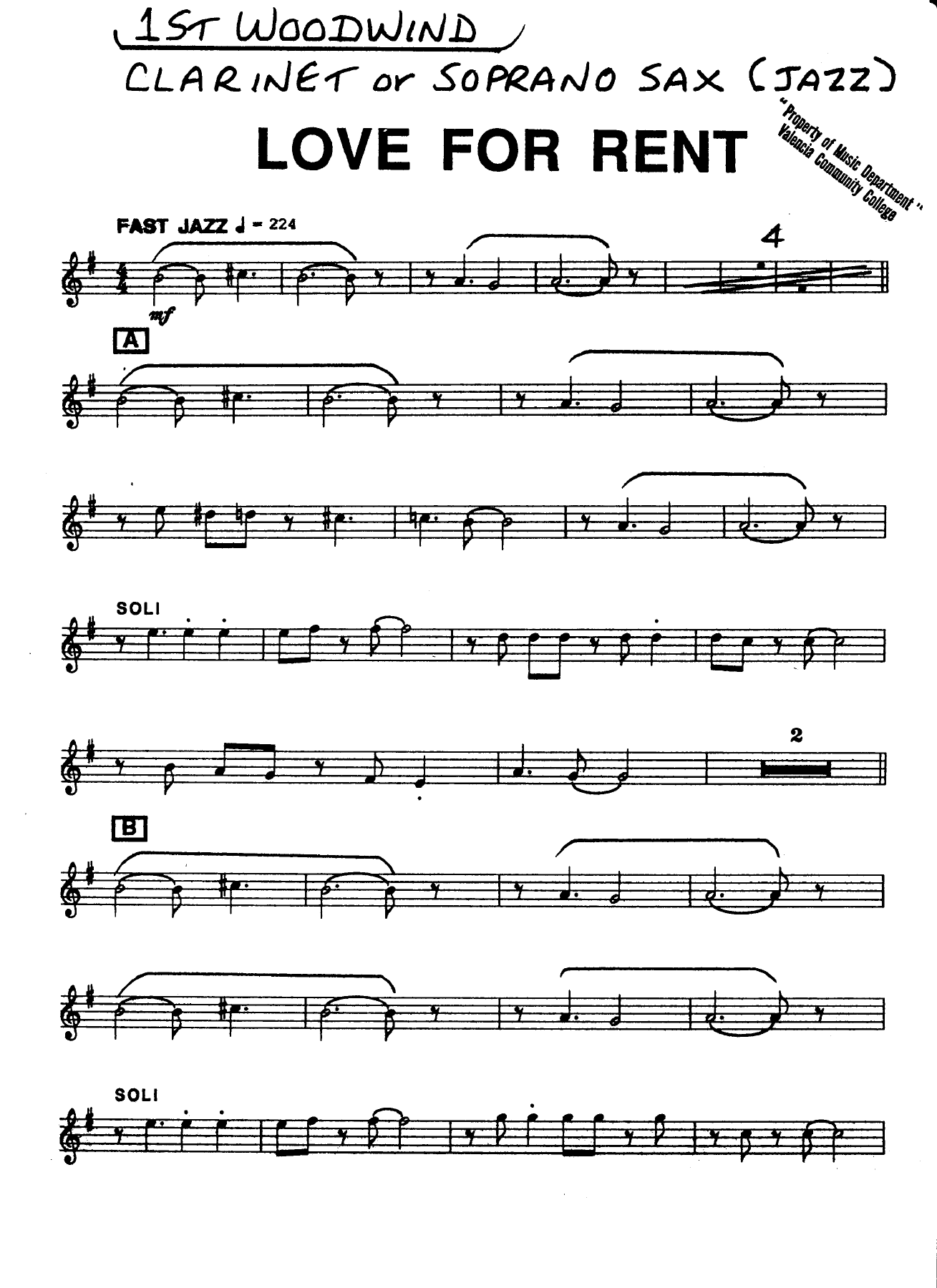 Love For Rent — sheet music cover (first page)