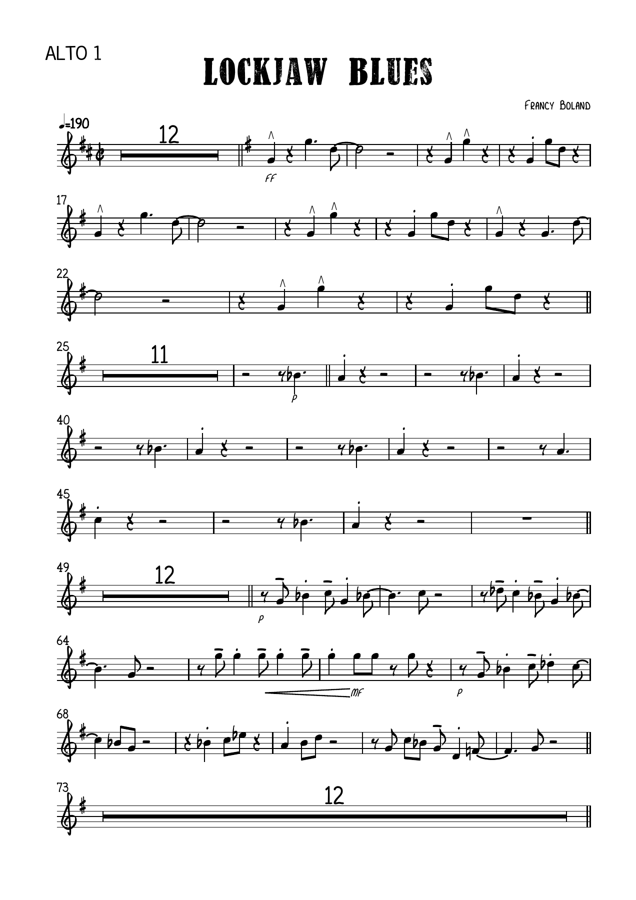 Lockjaw Blues — sheet music cover (first page)