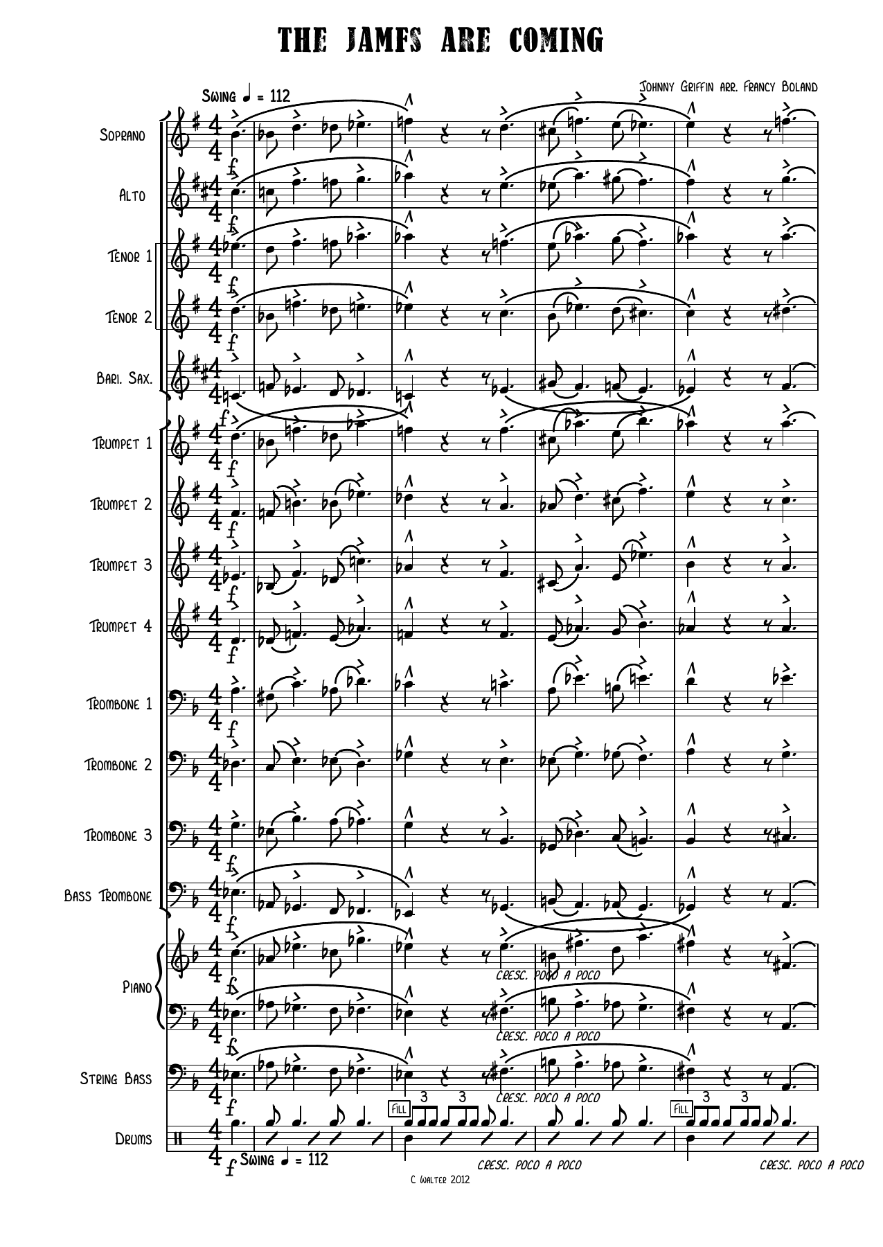 The James Are Coming — sheet music cover (first page)
