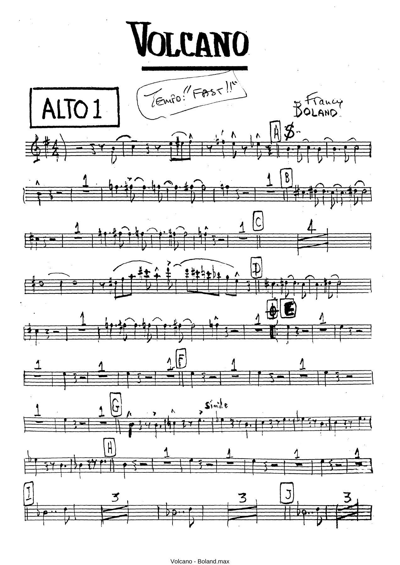Volcano — sheet music cover (first page)