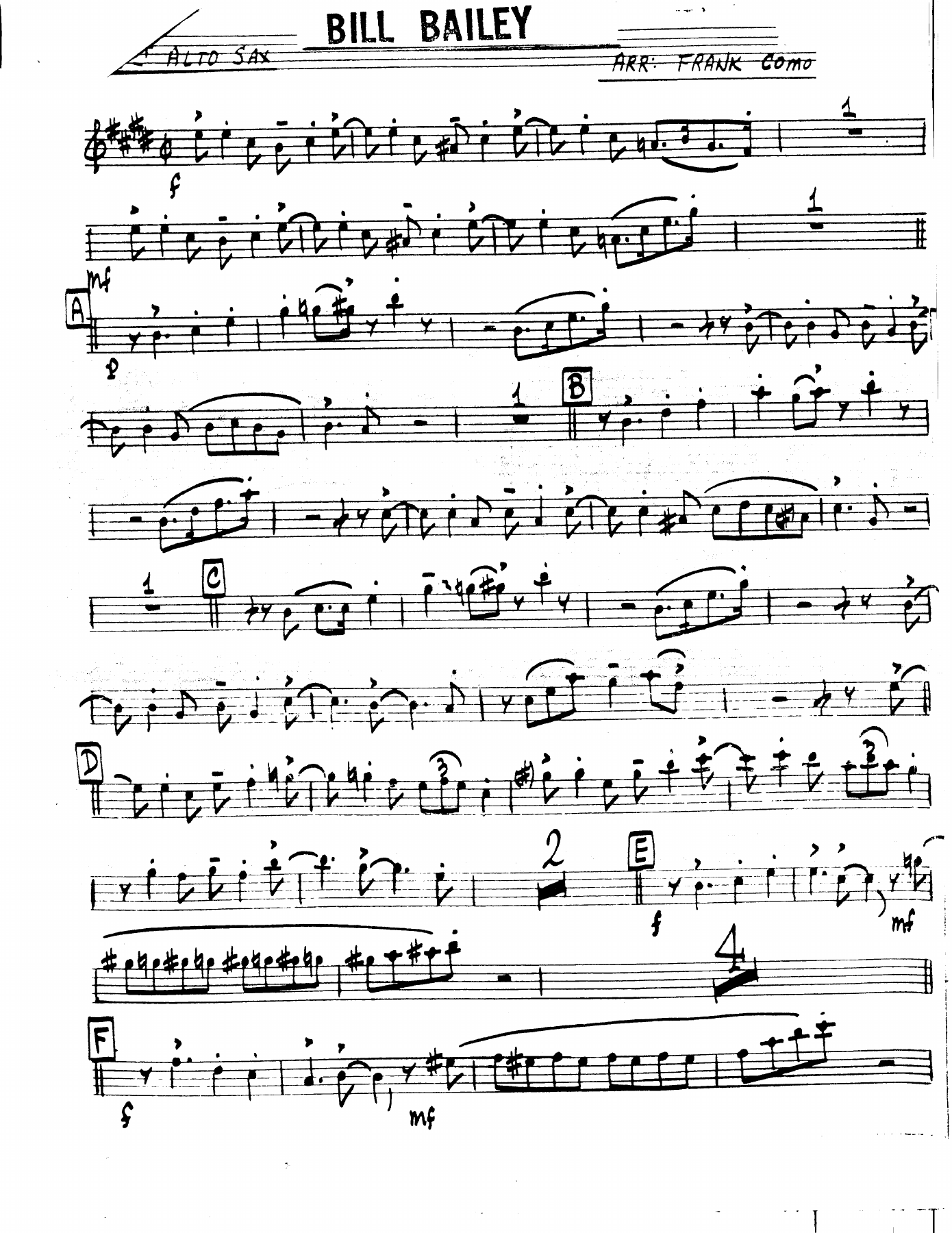 Bill Bailey — sheet music cover (first page)