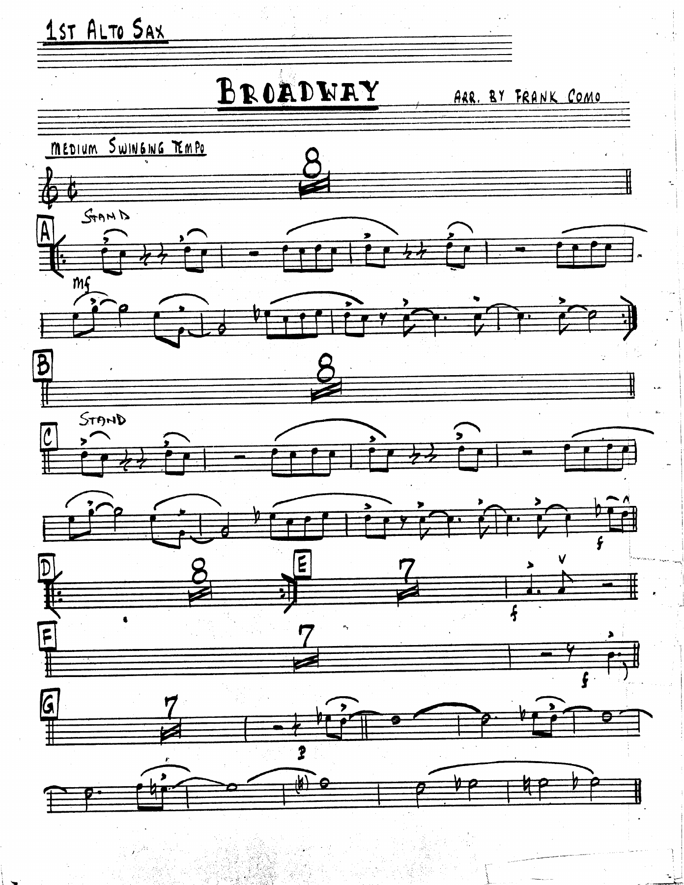 Broadway — sheet music cover (first page)
