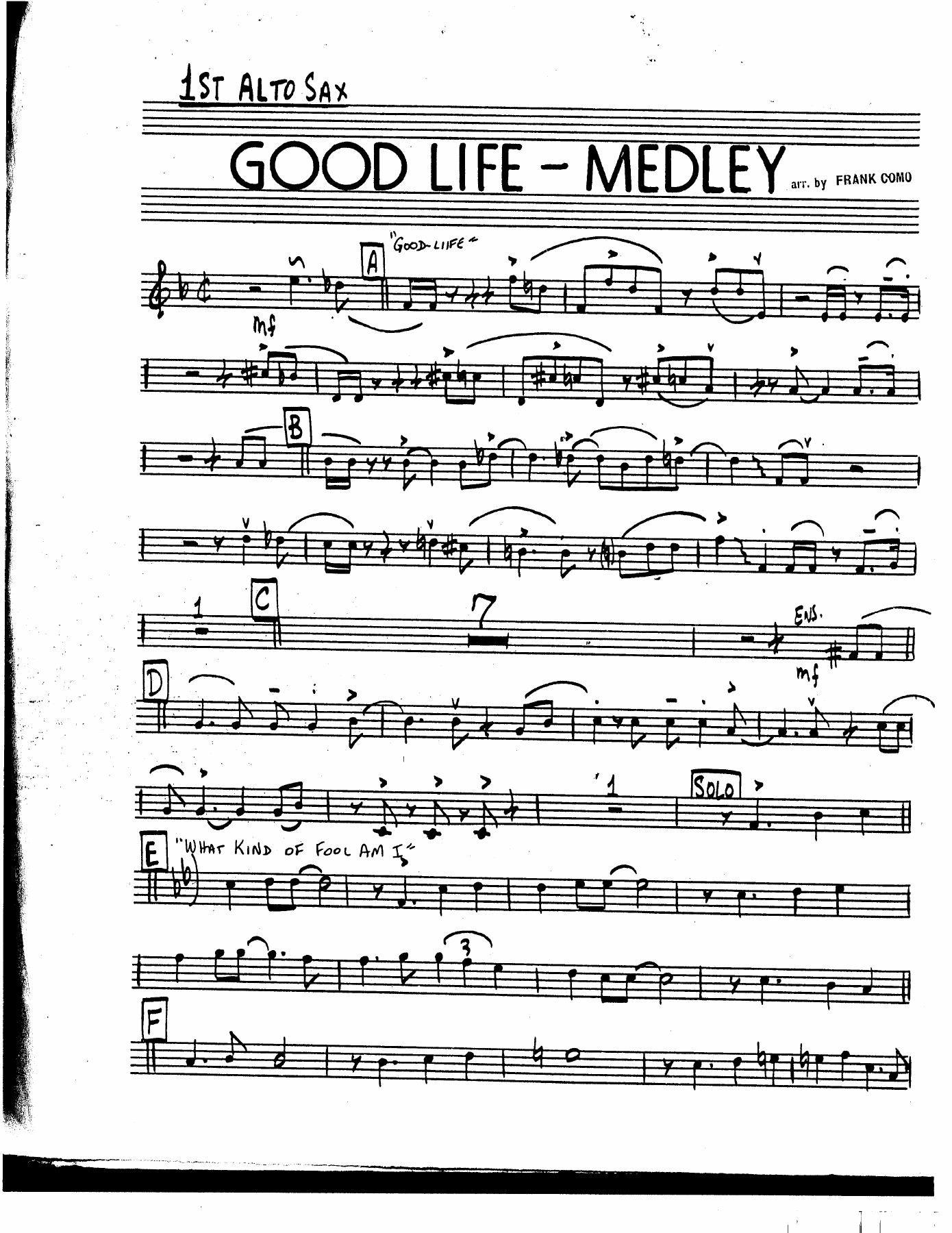Good Life Medley — sheet music cover (first page)