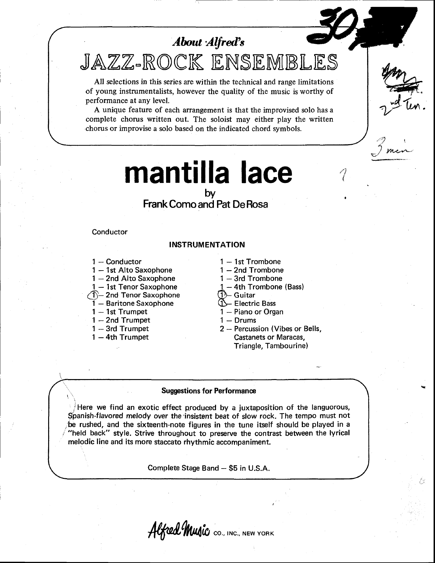 Mantilla Lace — sheet music cover (first page)