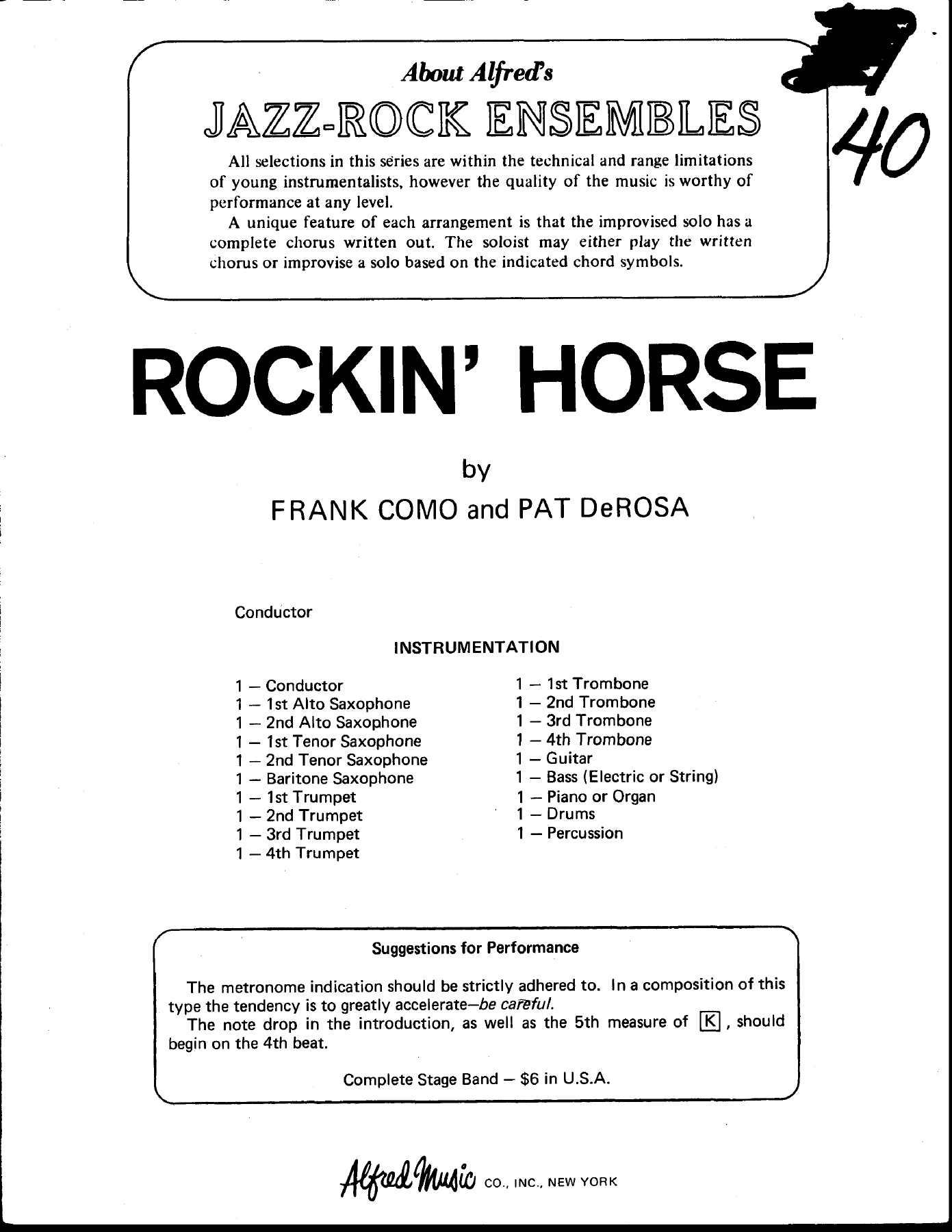 Rockin' Horse (F.Como) missing guitar — sheet music cover (first page)