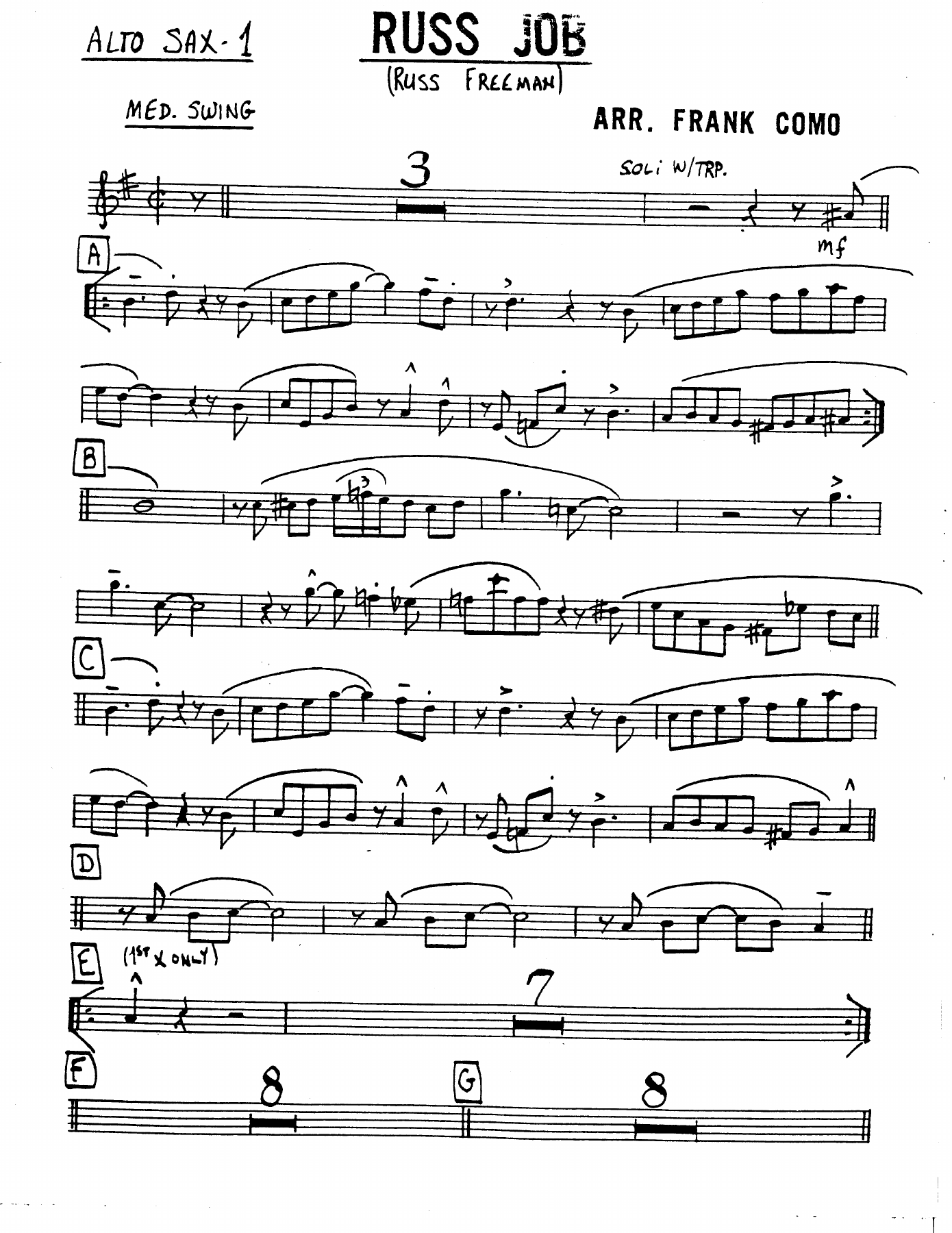 Russ Job — sheet music cover (first page)