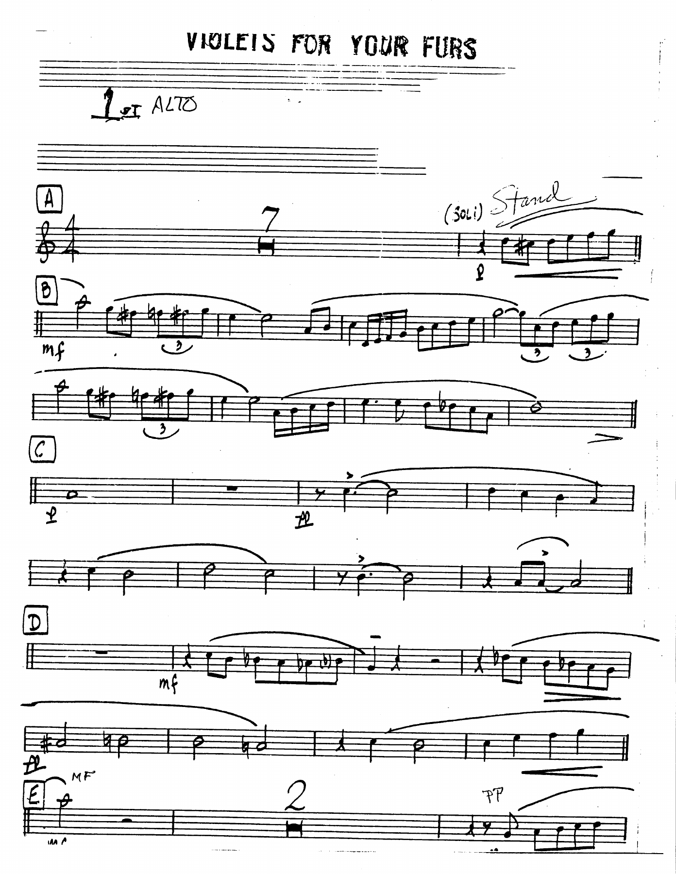 Violets For Your Furs — Big Band sheet music arranged by F.Como | Jazz Standard