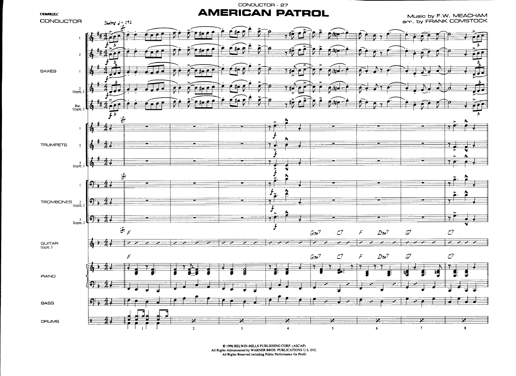 American Patrol — Big Band sheet music by F.Comstock | Jazz Standard