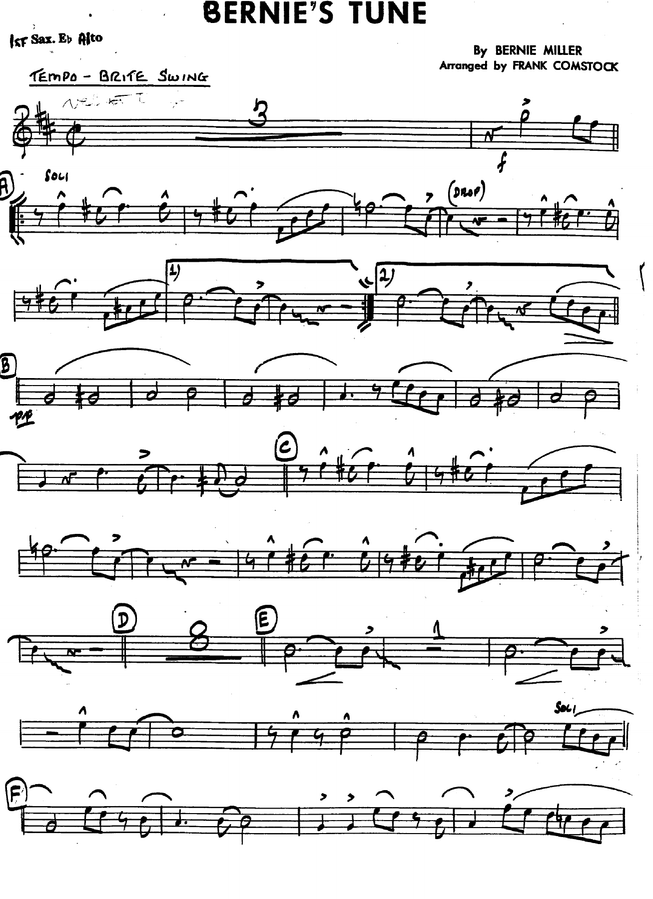 Bernie's Tune (F.Comstock) 2 — Big Band sheet music by Frank Comstock | Jazz Standard