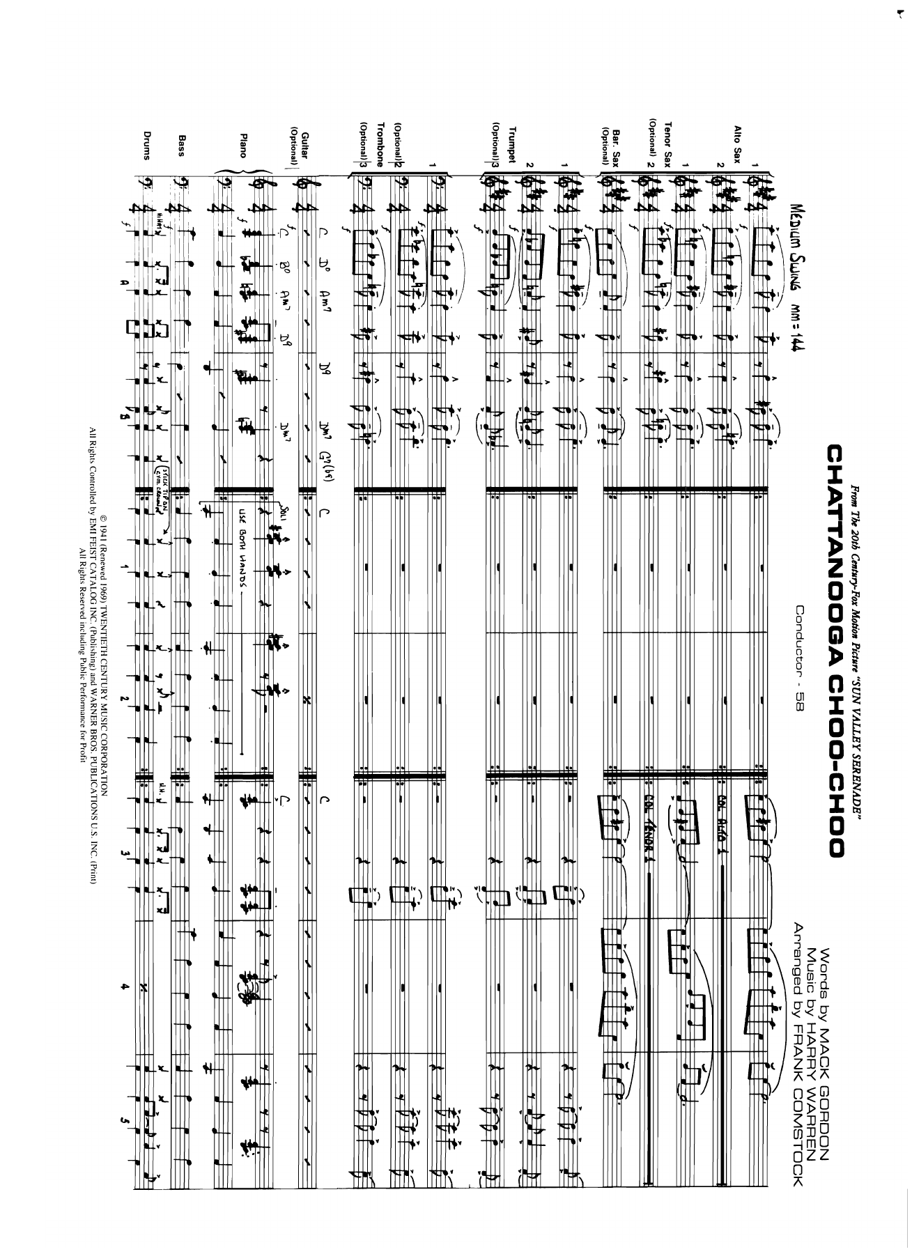 Chatanooga Choo Choo — sheet music cover (first page)